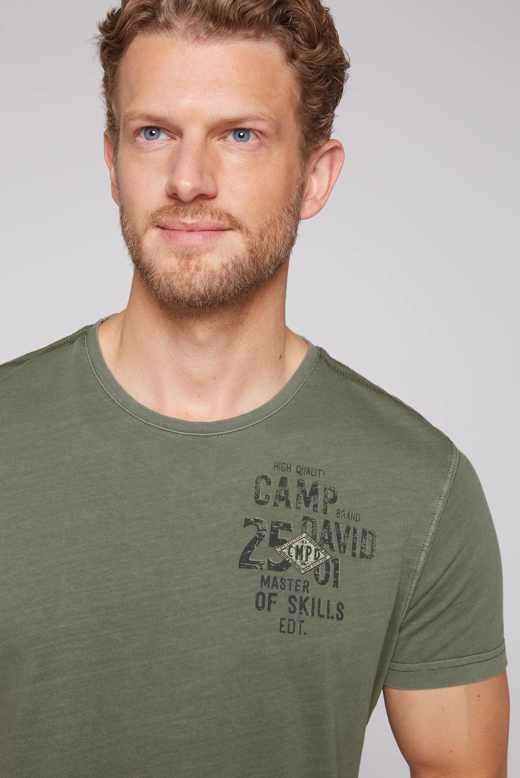 CAMP DAVID T-Shirt, mit Logo-Bestickung am Ärmel