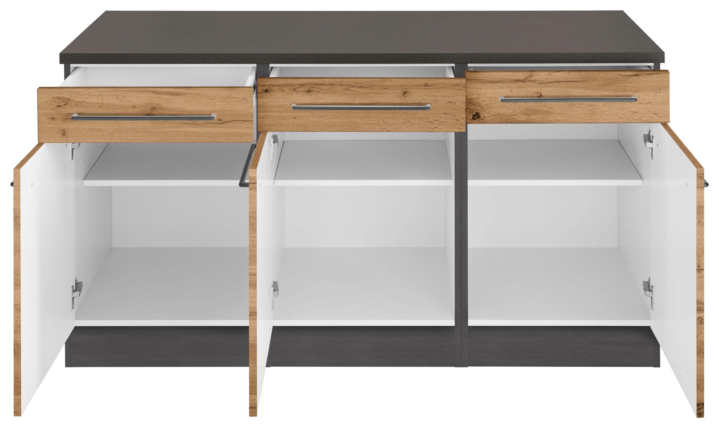 KOCHSTATION Unterschrank »KS-Tulsa« 150 cm breit, 3 Schubkästen, 3 Türen, auch als Sideboard verwendbar