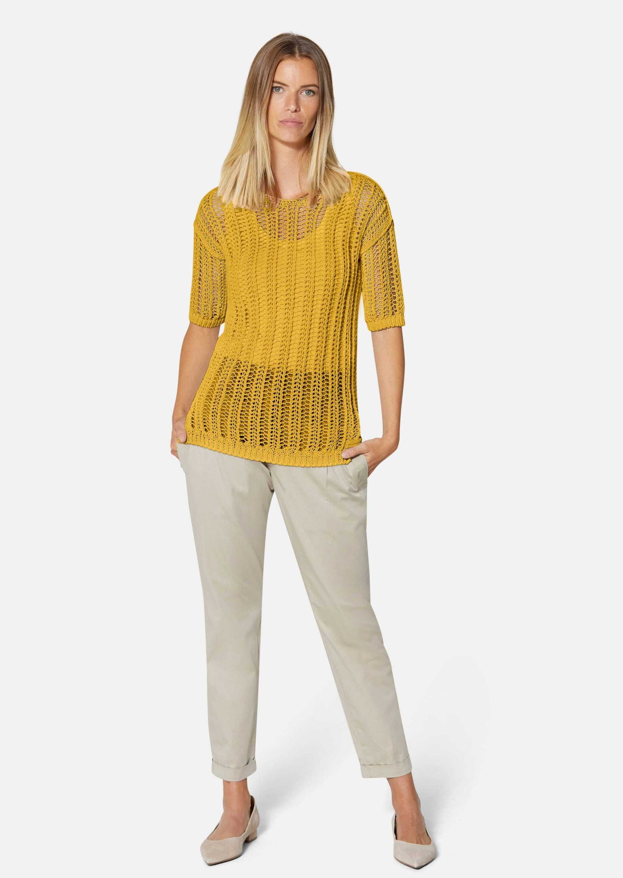 MADELEINE Longpullover »Strickpullover Luftiger Sommerpullover mit Ajour-Muster«