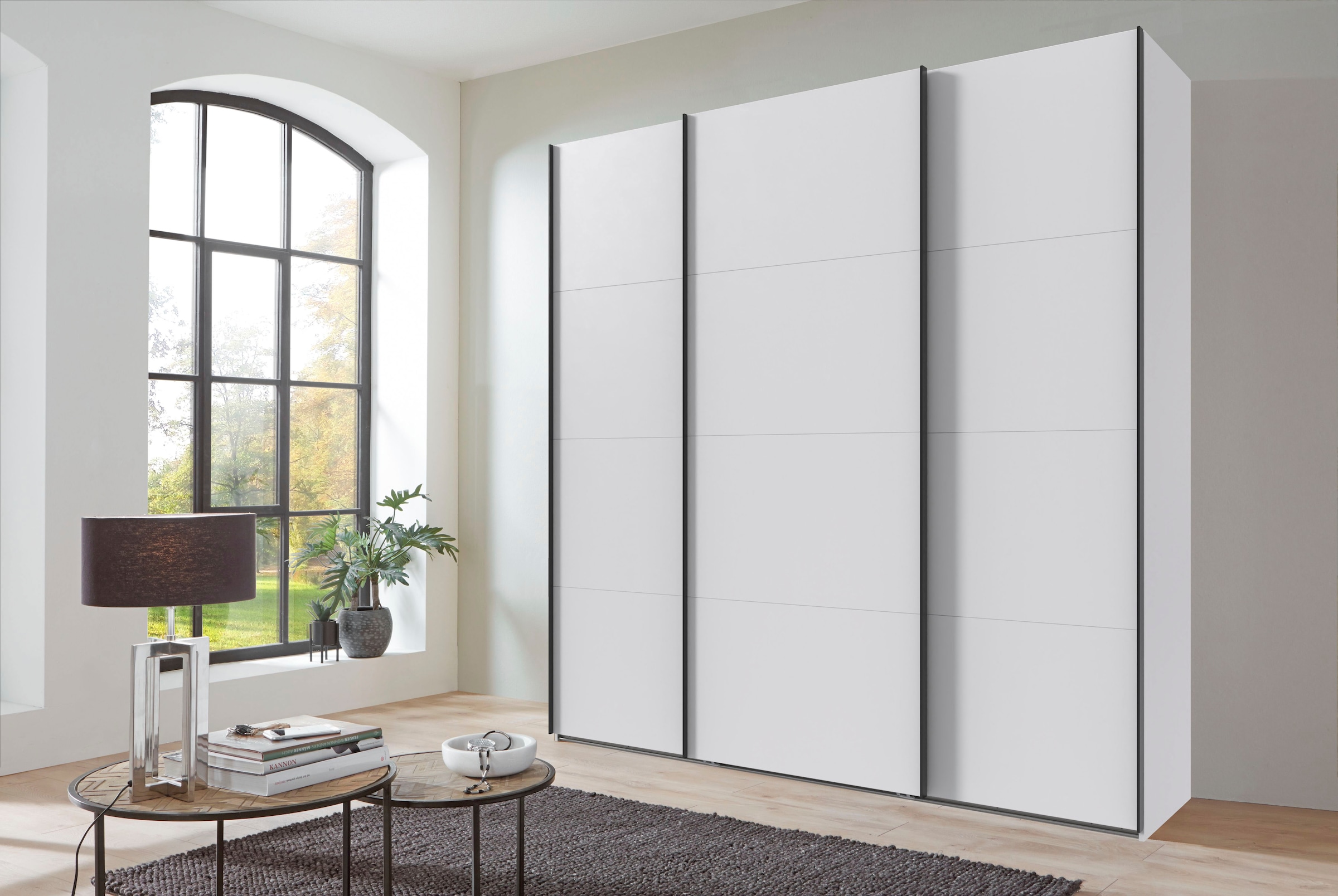 Wimex Kleiderschrank »Mugano, Made in Germany, Lieferung bis in Deine Etage und Stellort«, (wähle Deine Ausstattung: Basic oder Premium!), 3 Schwebetüren, große Größen, mit oder ohne Spiegel, Metallgriffe