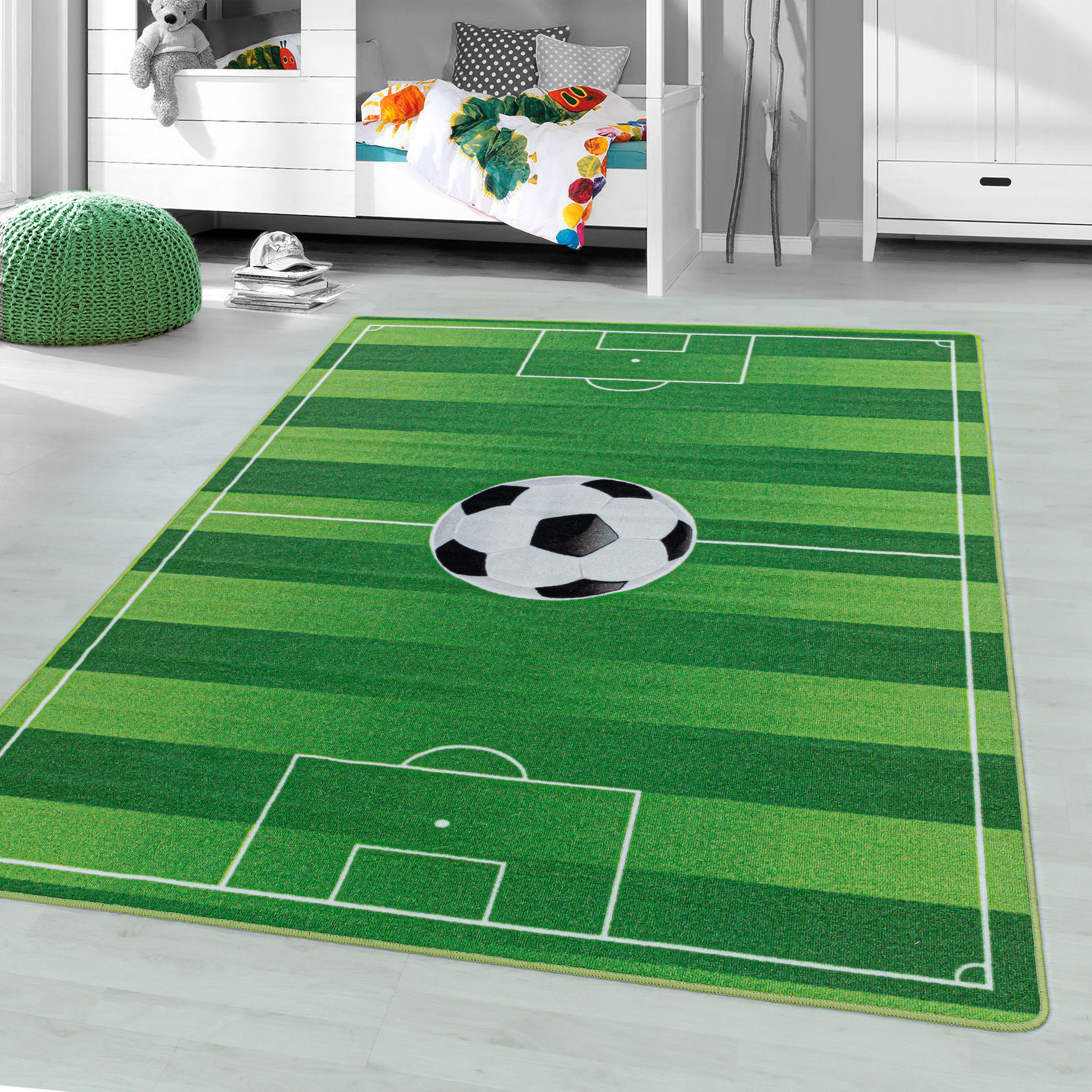 Ayyildiz Teppiche Kinderteppich »PLAY 2911«, rechteckig, robuster Kurzflor, Fußball, Rasen,Kinderzimmer