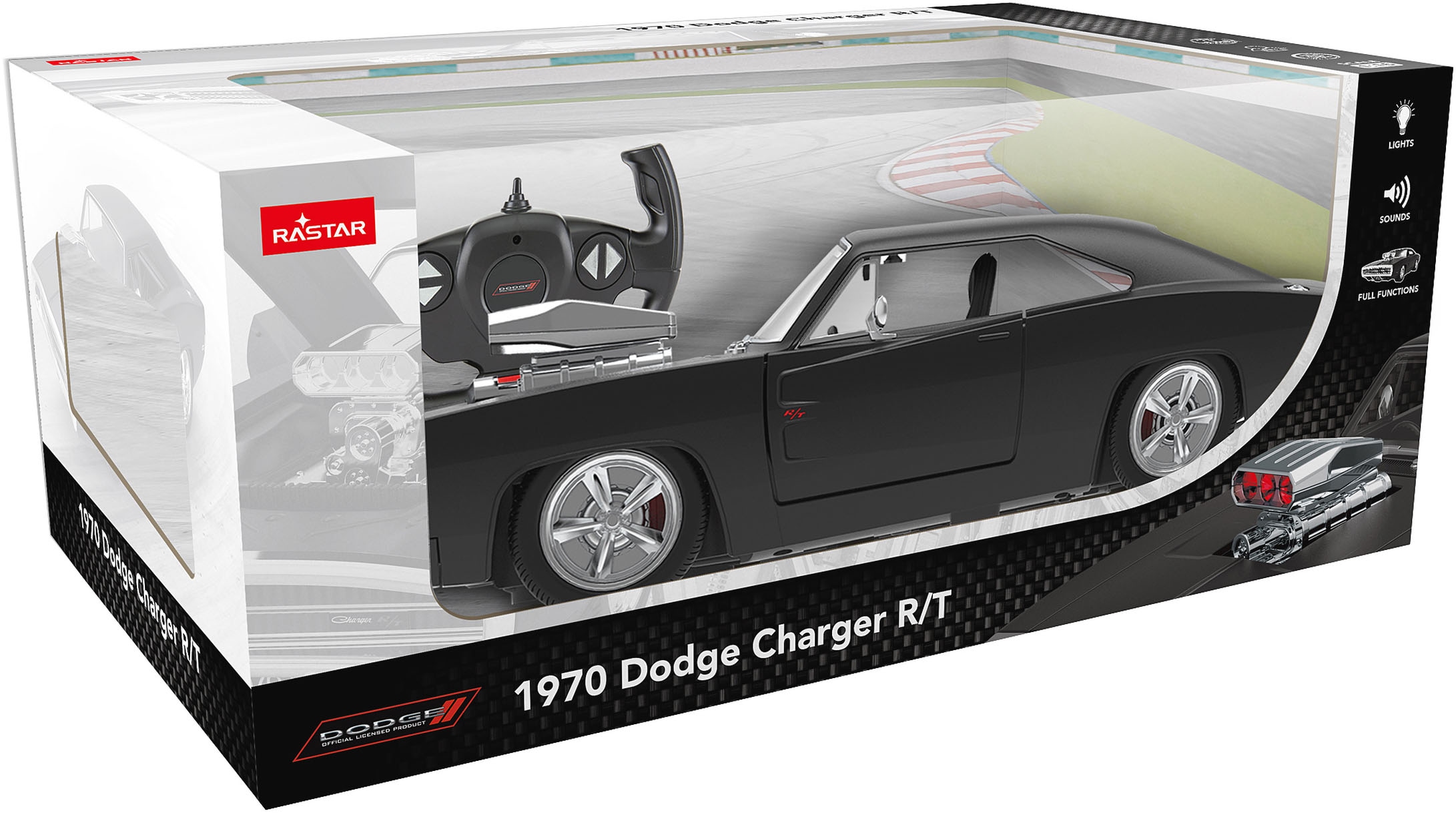 Jamara RC-Auto »Dodge Charger R/T 1970, 1:16, schwarz, 2,4GHz«, mit Licht und Sound