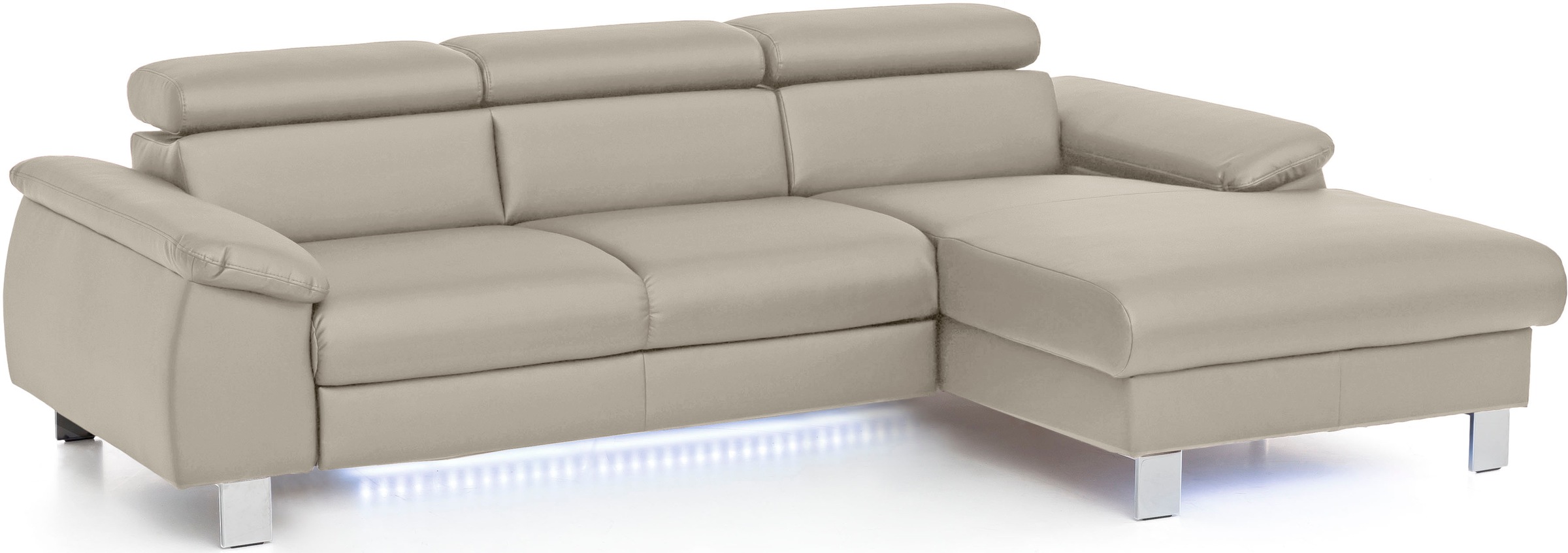 COTTA Ecksofa Komaris, Ecksofa, wahlweise mit RGB-LED-Beleuchtung und Bettfunktion/Bettkasten