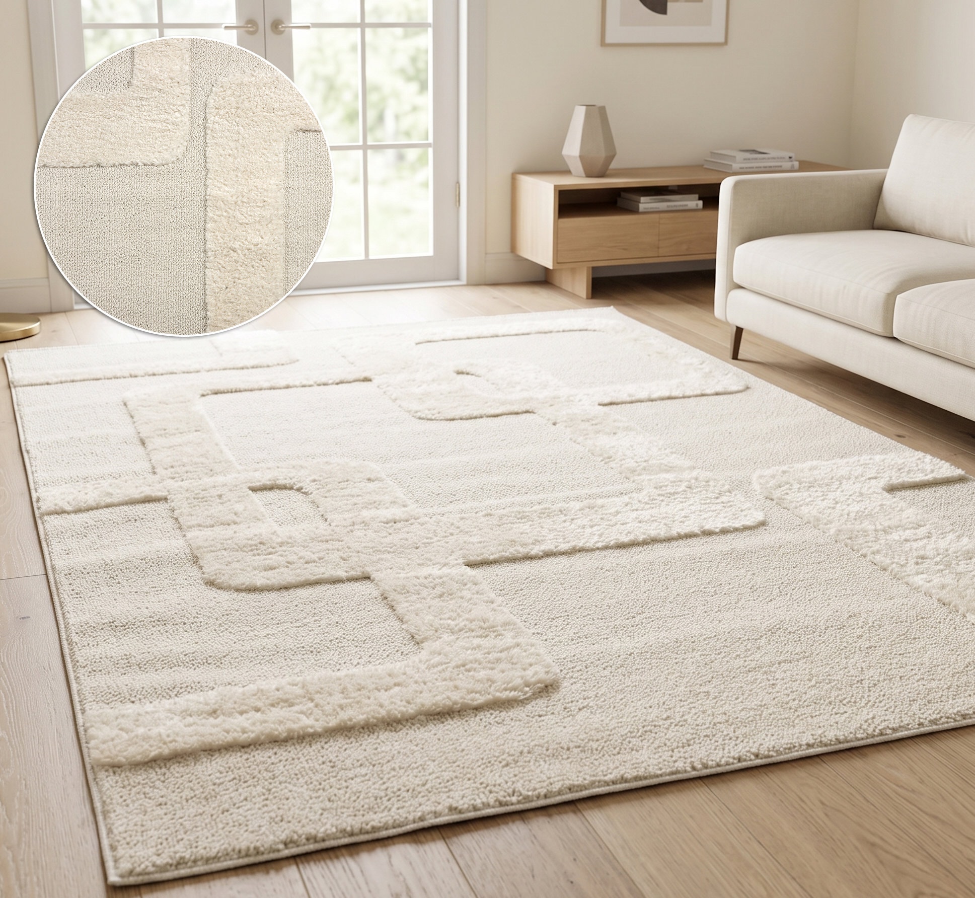 OTTO home Teppich »Modea, geometrisches Muster, 3D« rechteckig 20 mm Höhe Ton-in-Ton, Hoch-Tief, weich, Wohnzimmer, Schlafzimmer
