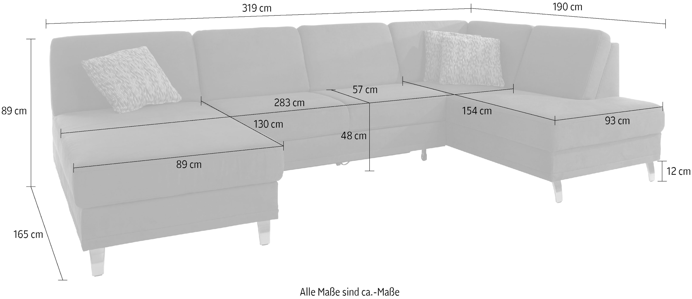 sit&more Wohnlandschaft »Clio U-Form«, wahlweise mit Bettfunktion und Bettkasten, inklusive Federkern