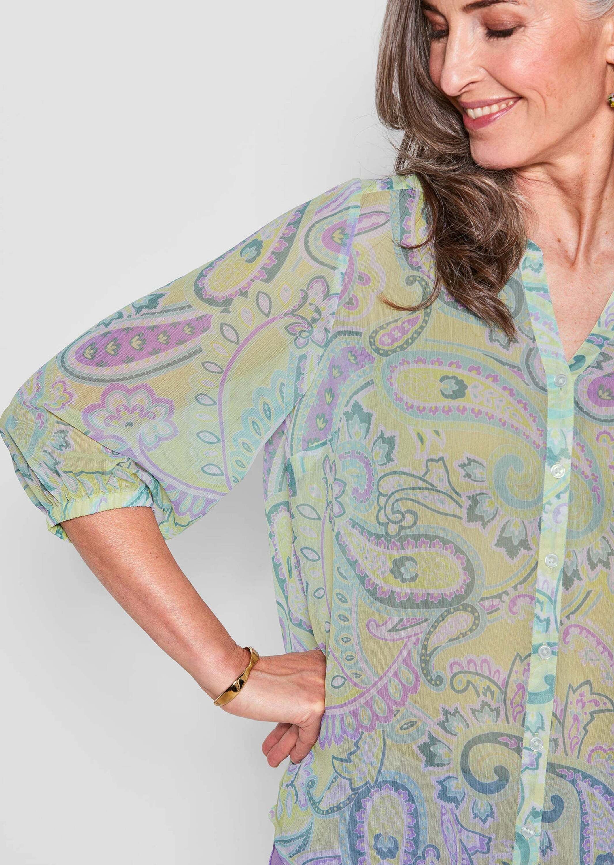 GOLDNER Chiffonbluse »Kurzgröße Druckbluse mit Paisley-Muster«