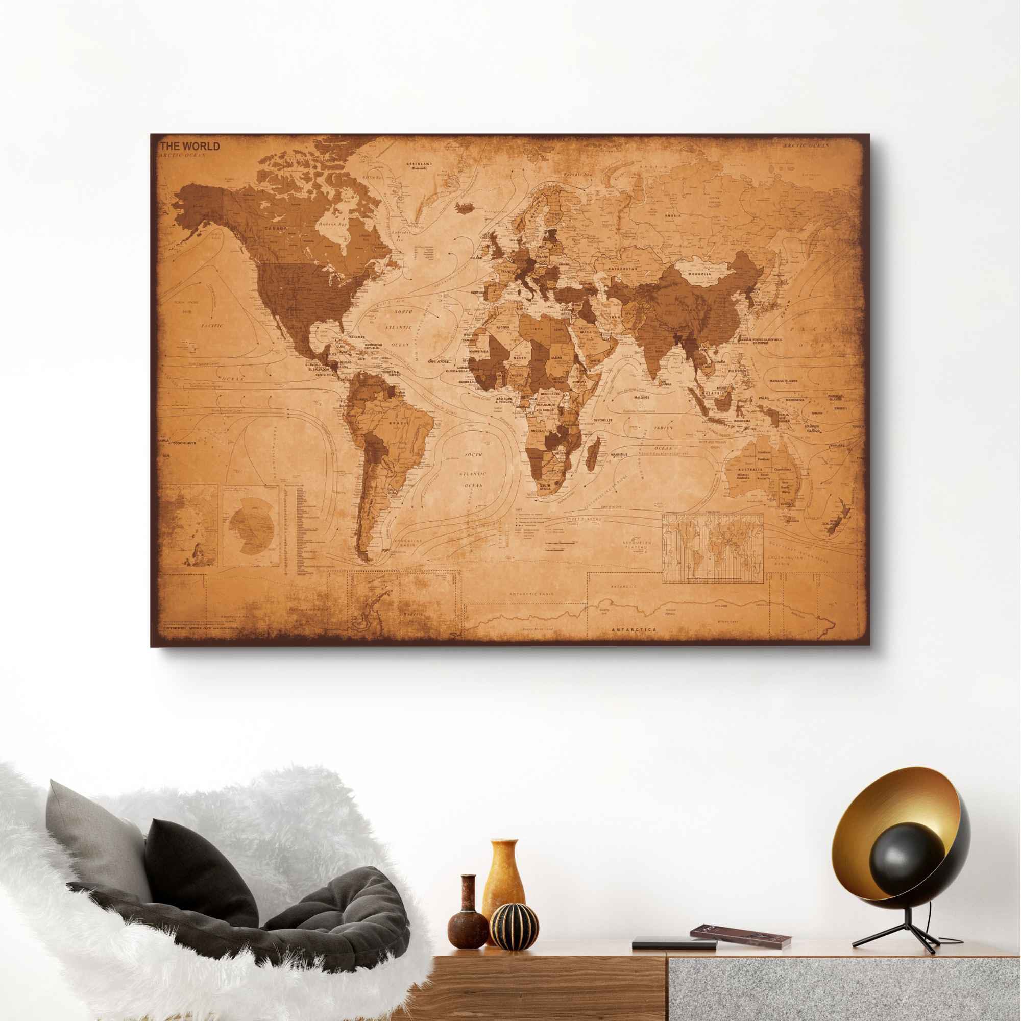 Reinders! Wandbild »Wandbild Weltkarte Vintage - Landkarte - Kontinente«,  Weltkarte, (1 St.) auf Rechnung bestellen