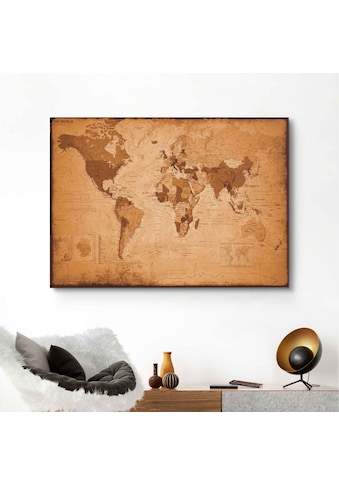 Wandbild »Wandbild Weltkarte Vintage - Landkarte - Kontinente«, Weltkarte, (1 St.)