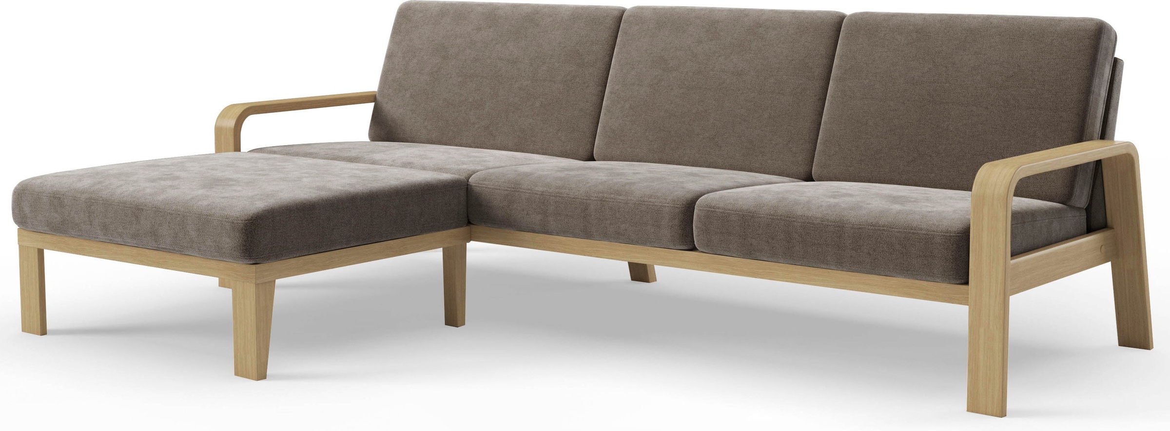 sit&more Ecksofa »Kolding L-Form«, Armlehnen aus Buchenholz in natur, verschiedene Bezüge und Farben