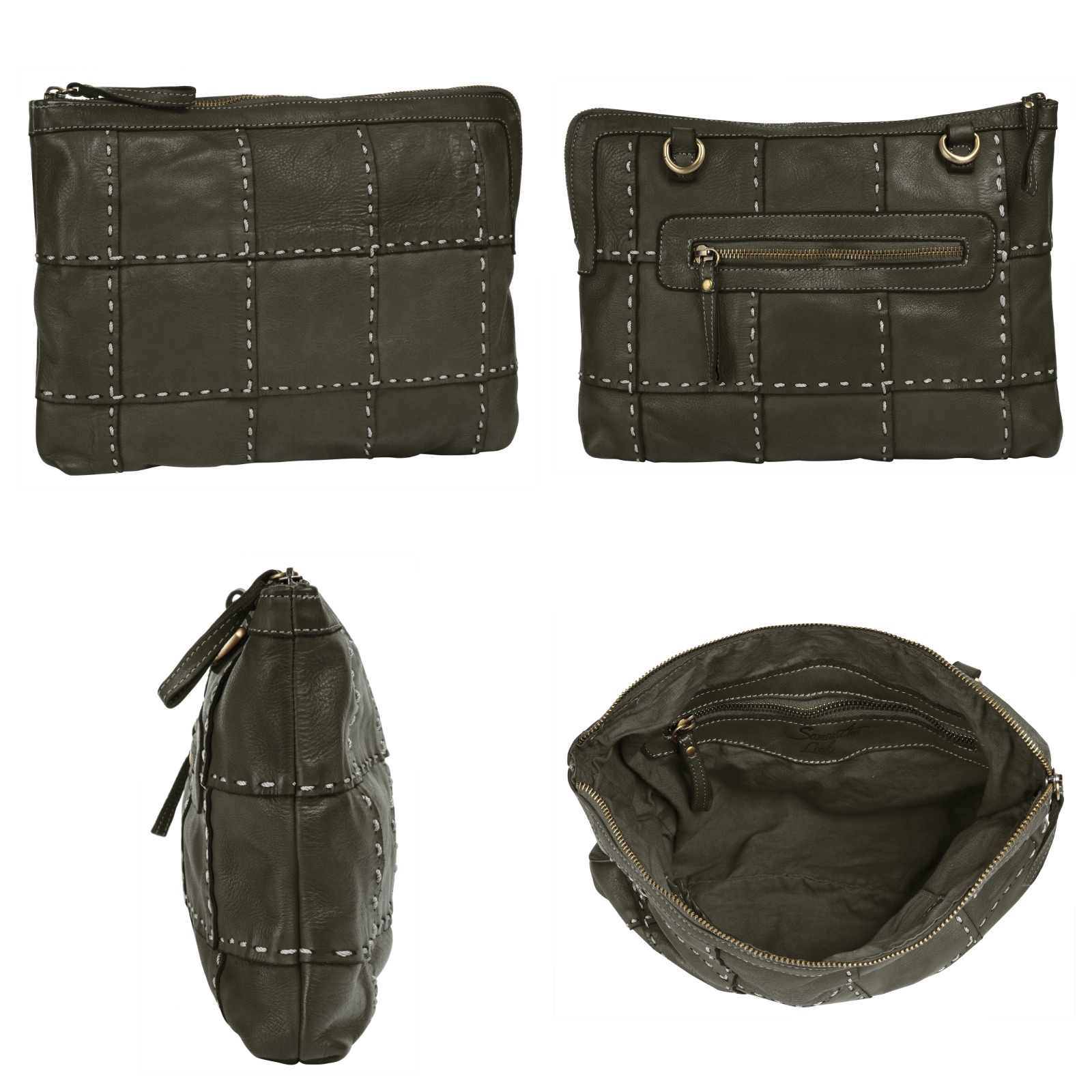 Samantha Look Umhängetasche, echt Leder, Made in Italy