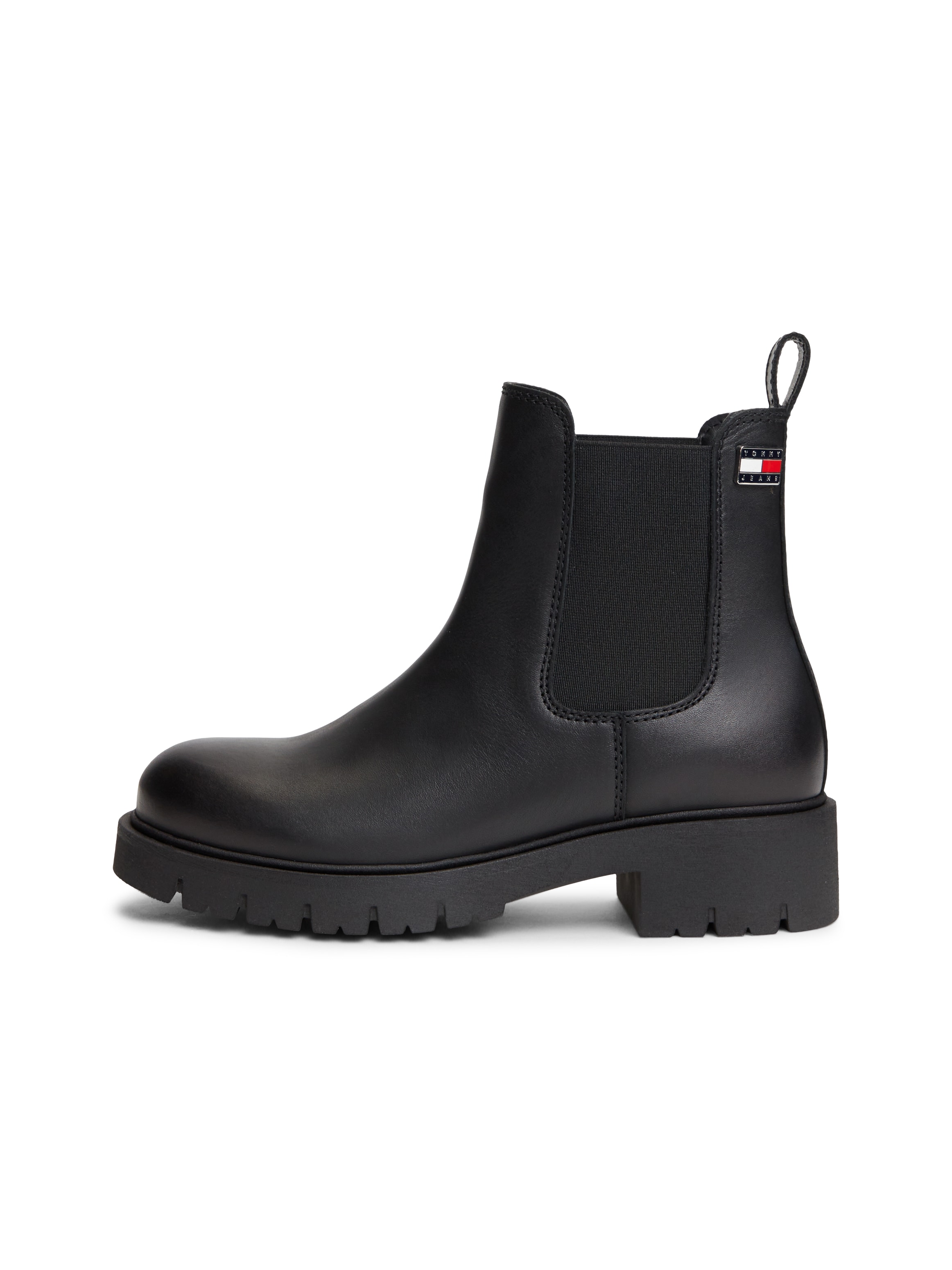 Tommy Jeans »TJW CLEATED CHELSEA BOOTS«  Blockabsatz, Schlupfboots mit zweckmäßiger Anziehlasche