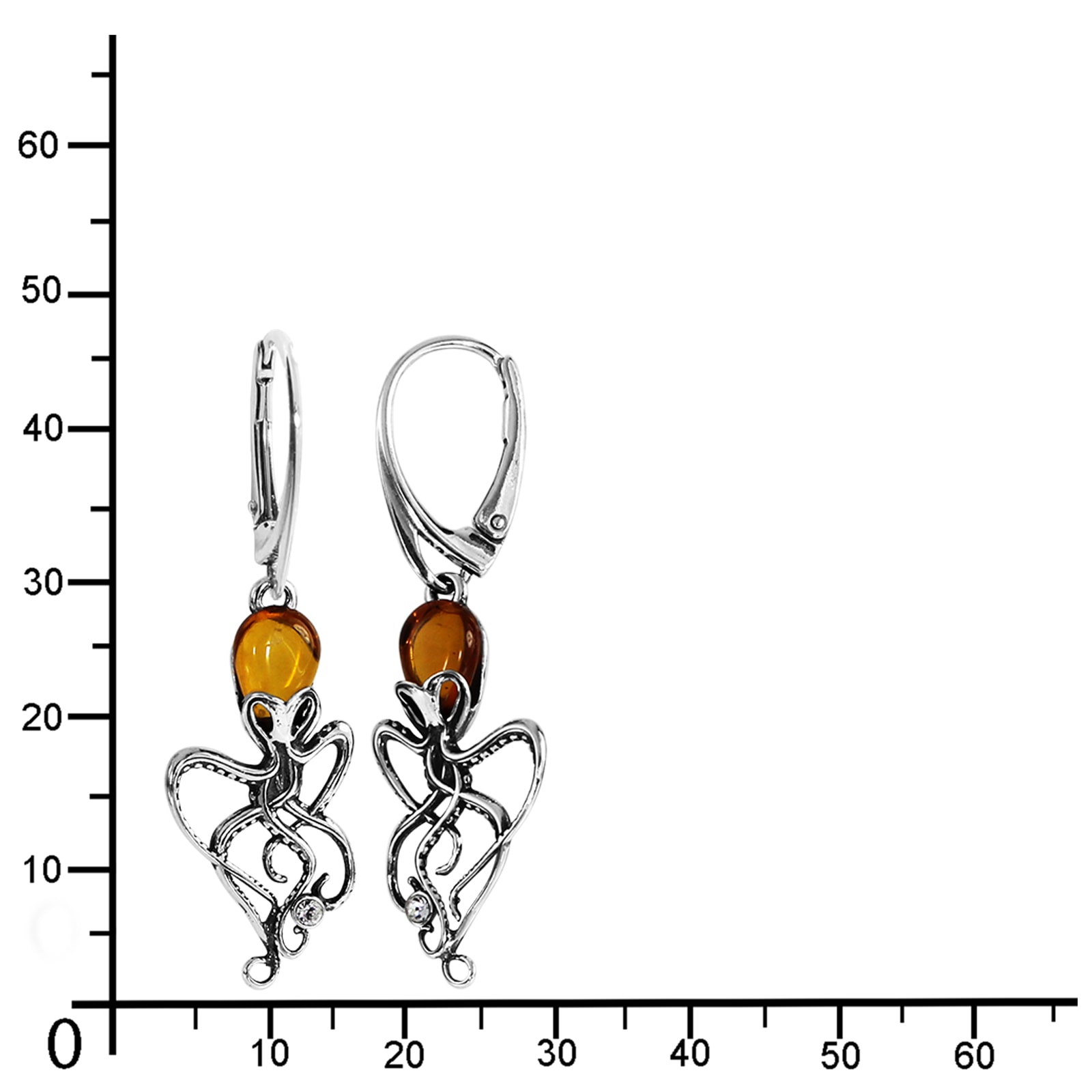 OSTSEE-SCHMUCK Paar Ohrhänger »- Tintenfisch - Silber 925/000 - Bernstein&Schmuckstein«
