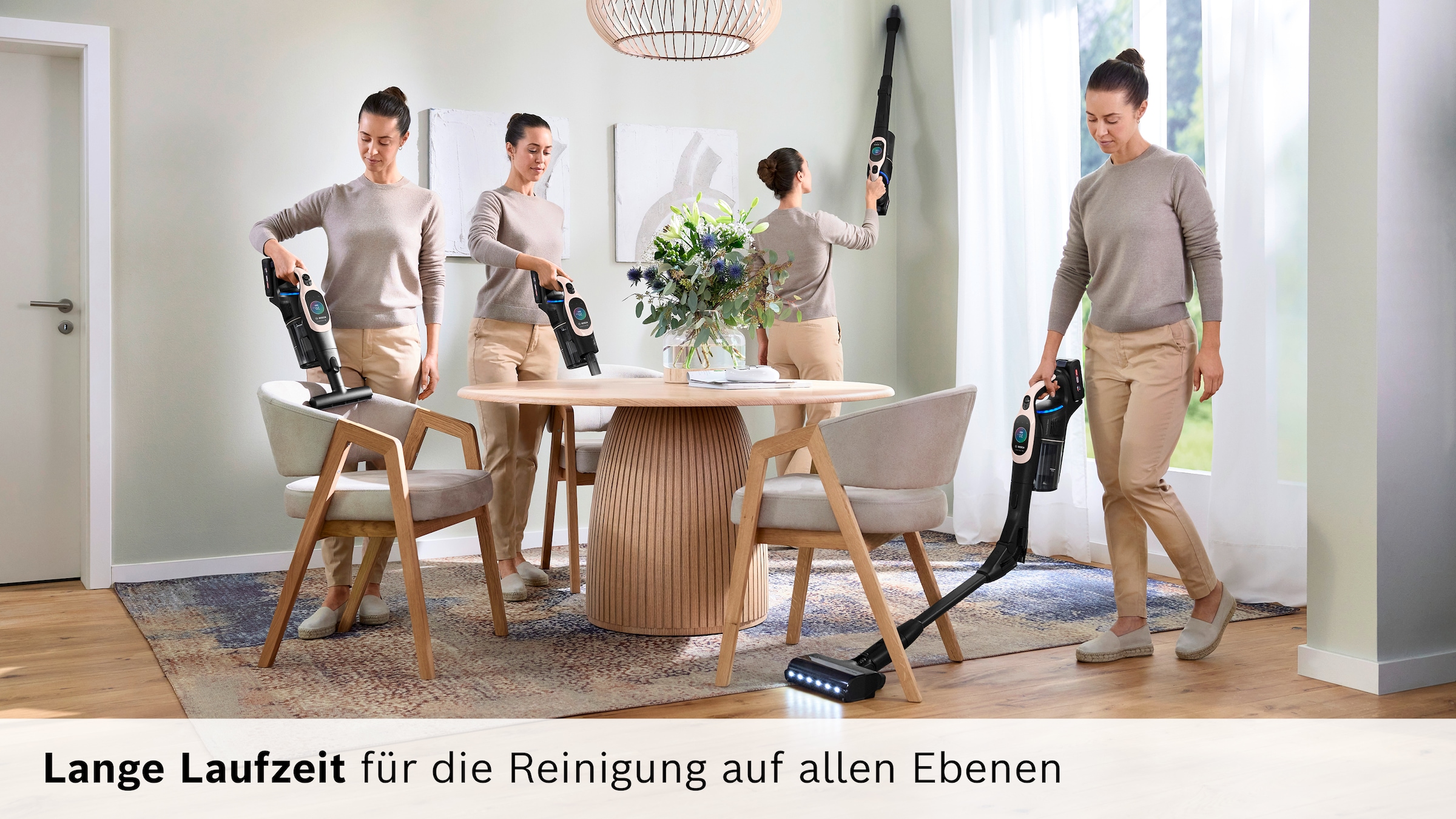 BOSCH Akku-Stielstaubsauger »Unlimited 10 BKS1041RHF, MicroClean™ Technology, Display, Knickrohr« HEPA-Filtersystem, 10 Jahre Motorgarantie, LED-Licht, powder rose