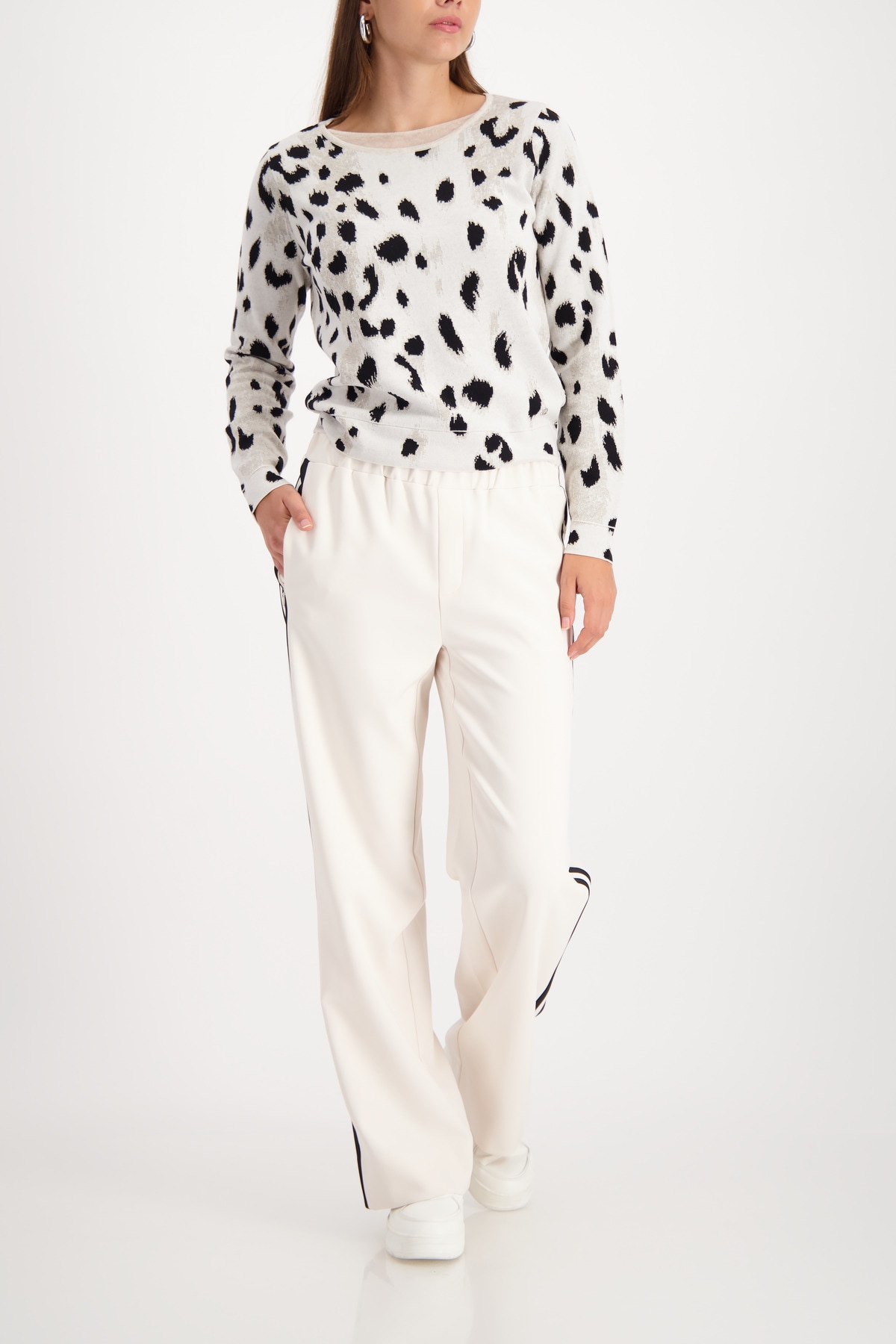 Monari Rundhalspullover »Pullover Leo Jacquard«