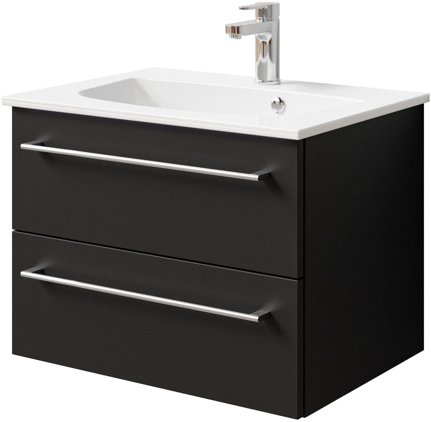 Saphir Waschtisch "Serie 6025 Mineralmarmor-Waschtisch mit Unterschrank, 67 cm breit" 2 Stk. tlg. Waschplatz mit 2 Schubladen, hängend, verschiedene Ausführungen