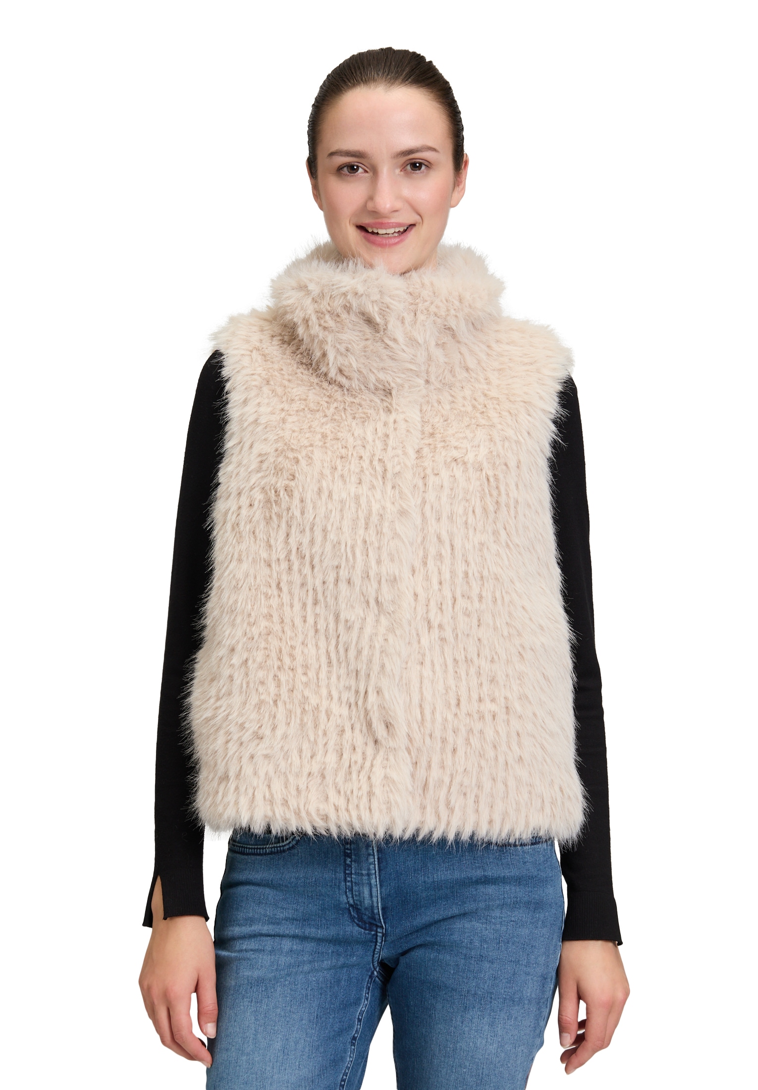 Amber & June Fellimitatweste »Plüschweste mit Kragen«