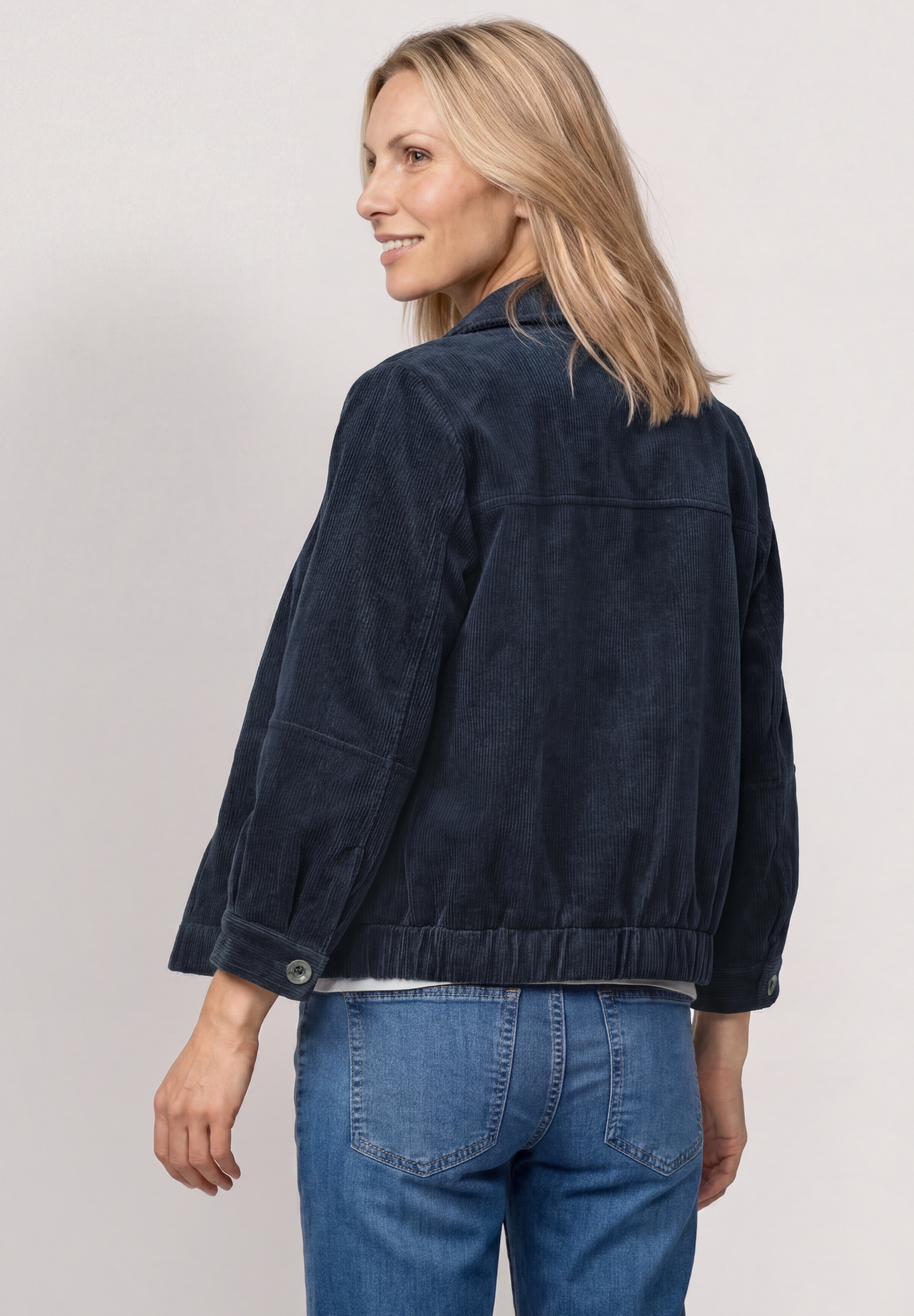 STREET ONE Cordjacke ohne Kapuze 3/4 Arm Cordjacke mit Hemdkragen