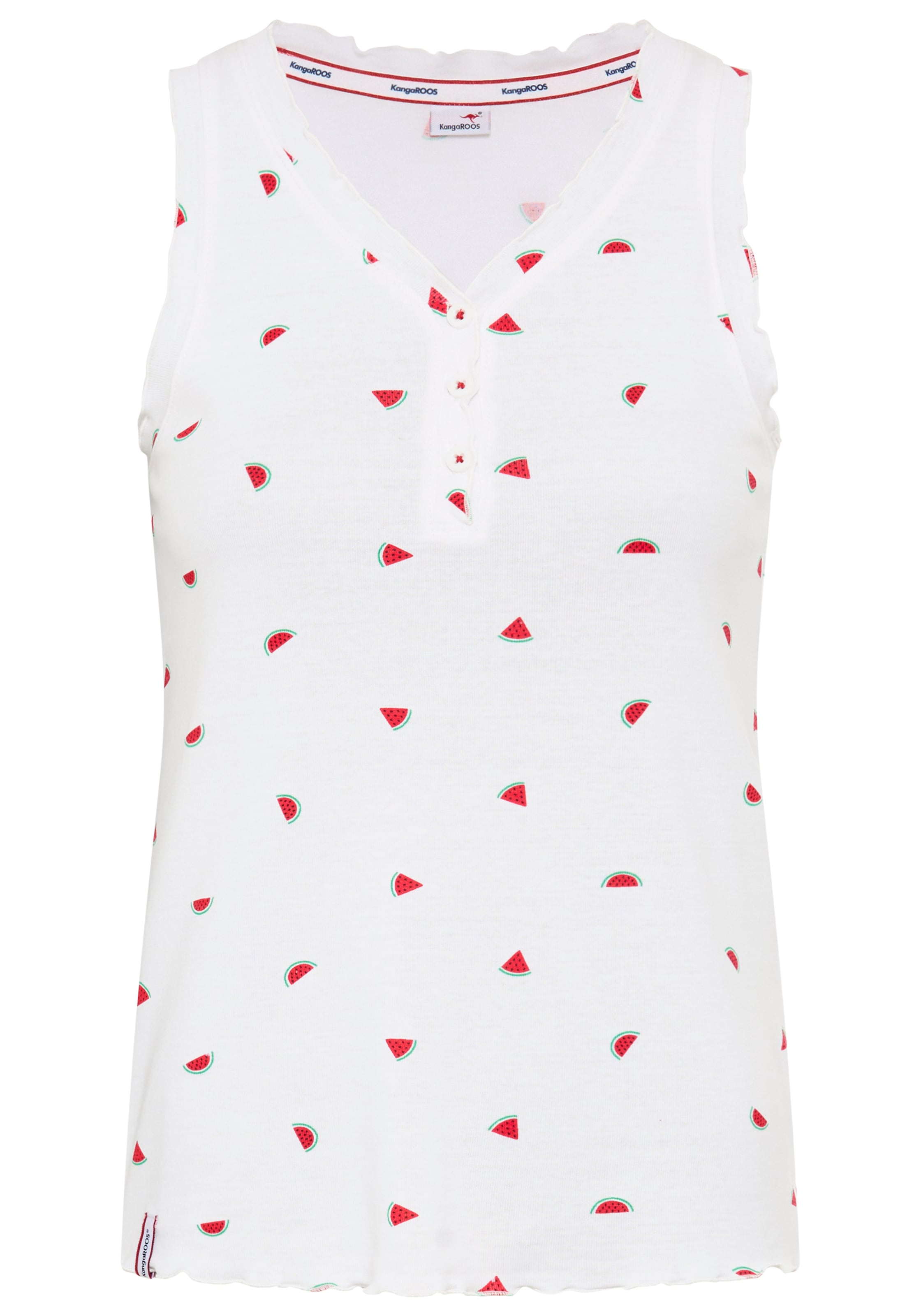 KangaROOS Shirttop hüftlang, mit V-Ausschnitt und Knopfleiste, ärmellos, figurbetont