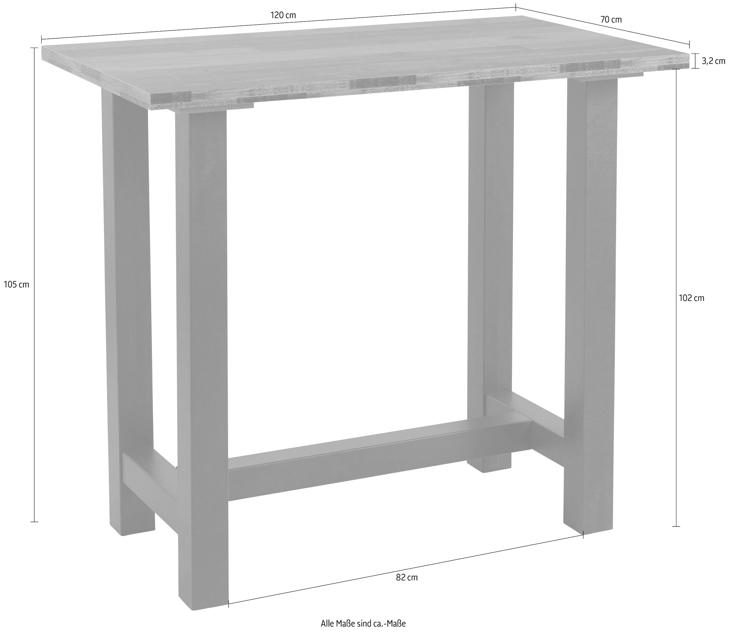 Mäusbacher Bartisch, Gestell in U-Form (Breite 120, 140 oder 160 cm)