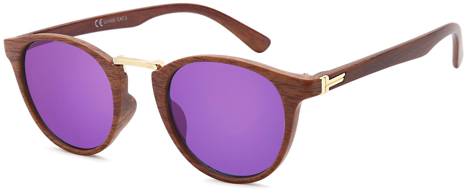 styleBREAKER Sonnenbrille »Panto Sonnenbrille Holzoptik | Runde Retro Brille UV400« 1 Stk.
