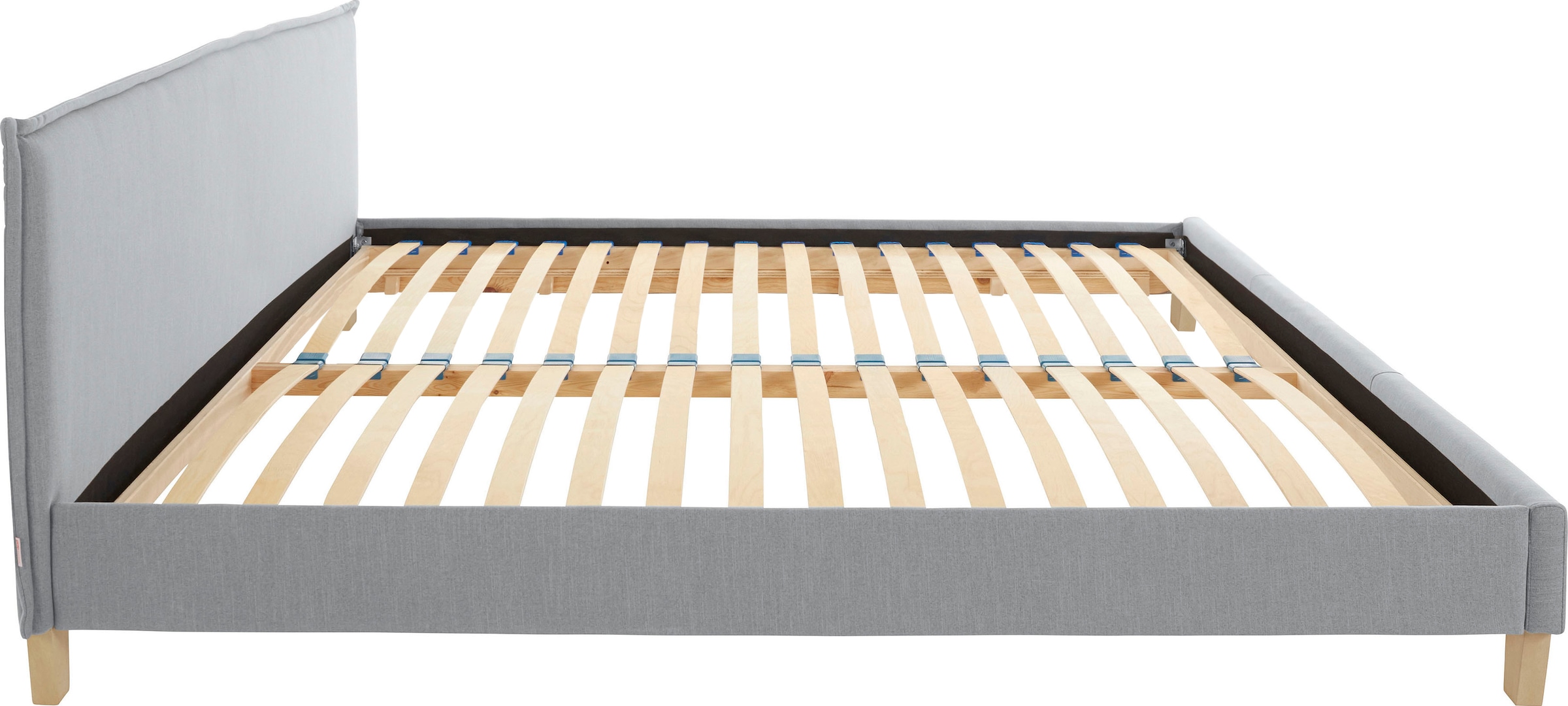 OTTO products Polsterbett »Heddi«, in 5 Breiten: von 90cm-200cm, Biese am Kopfteil, Strukturstoff