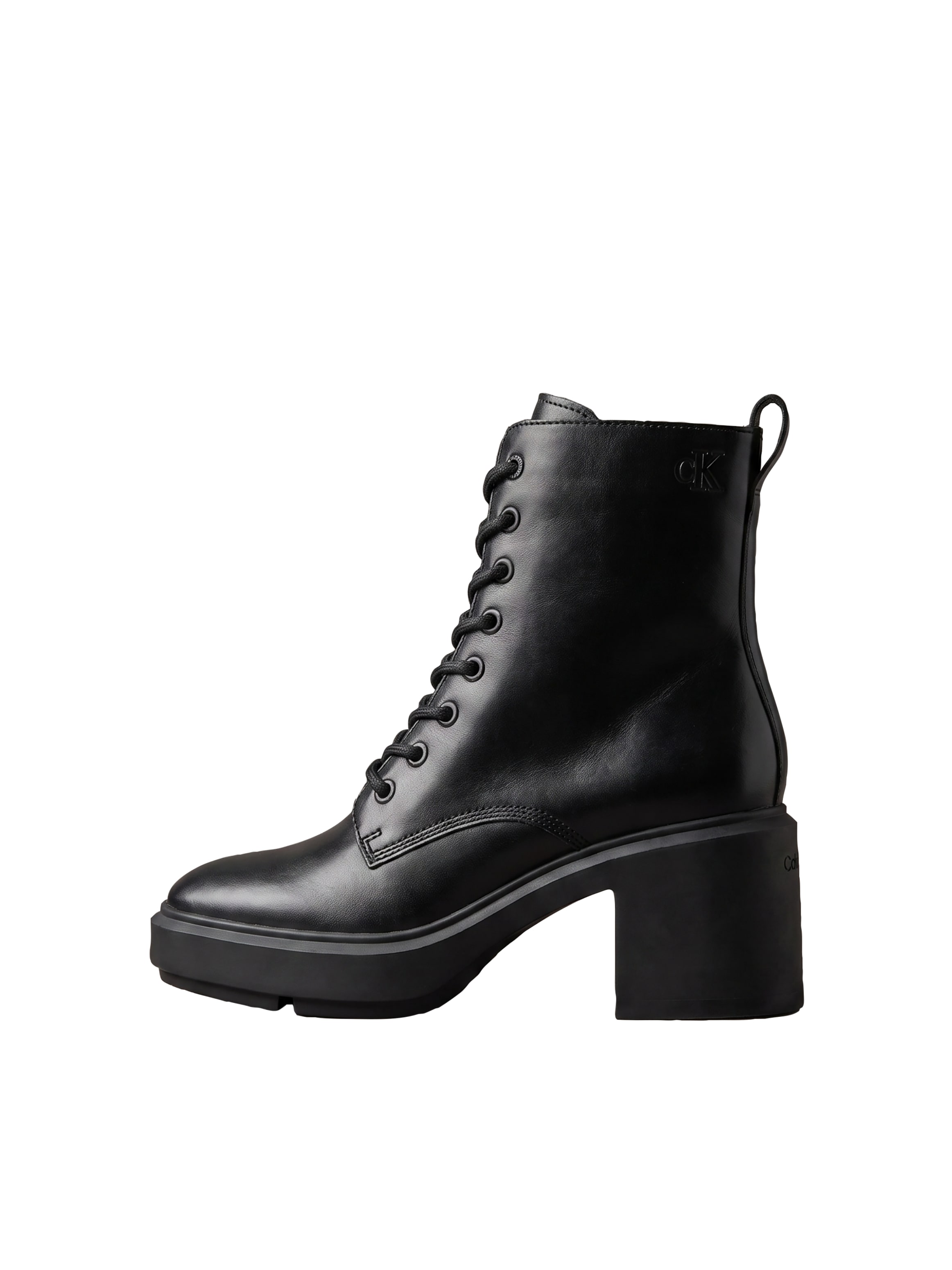 Calvin Klein Schnürstiefelette »BLOCK HEEL ANK BOOT LACEUP LTH«  Schnürboots mit Blockabsatz und Anziehlasche