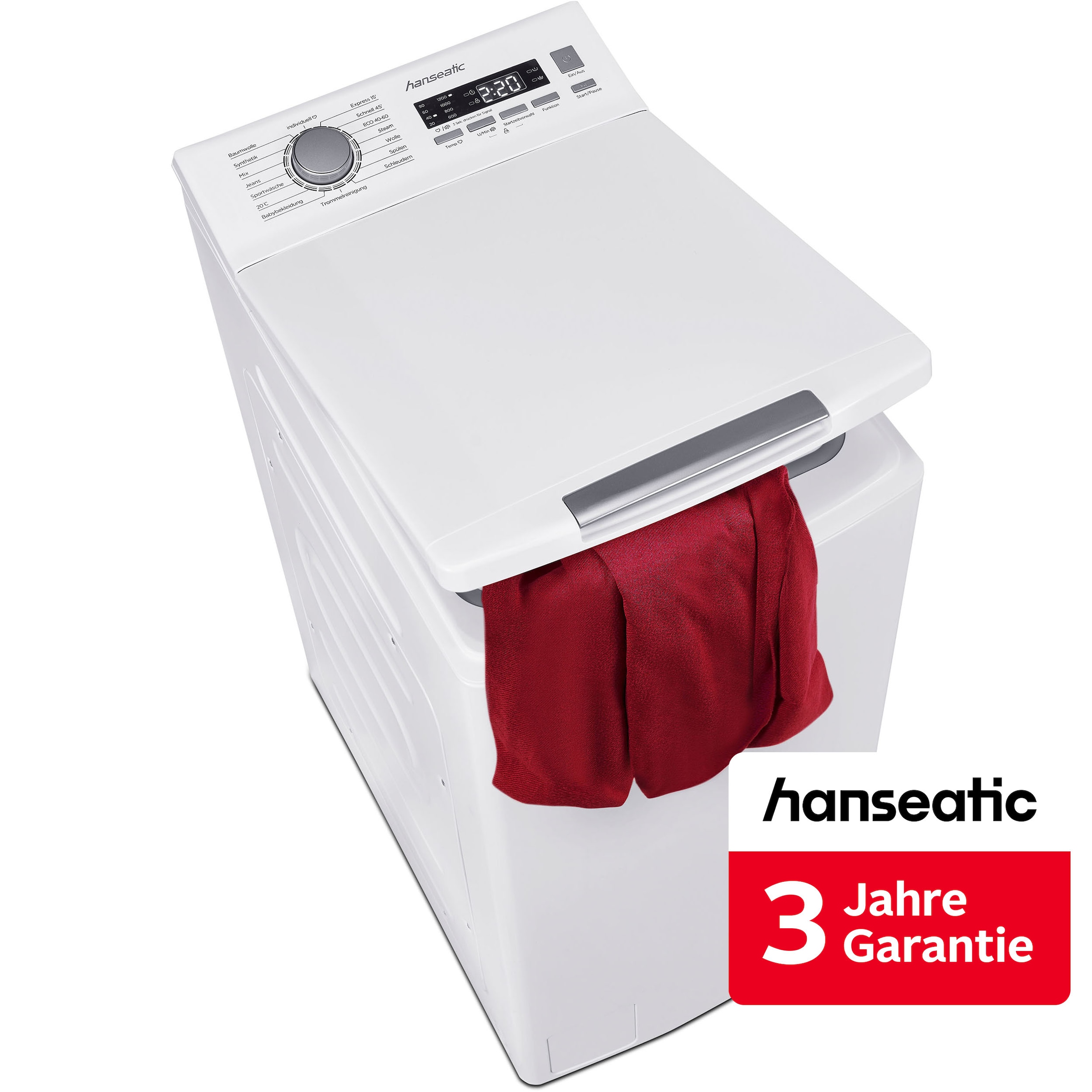 Hanseatic Waschmaschine Toplader "HTW612C" 6 kg 1200 U/min inkl. 3 Jahre Herstellergarantie