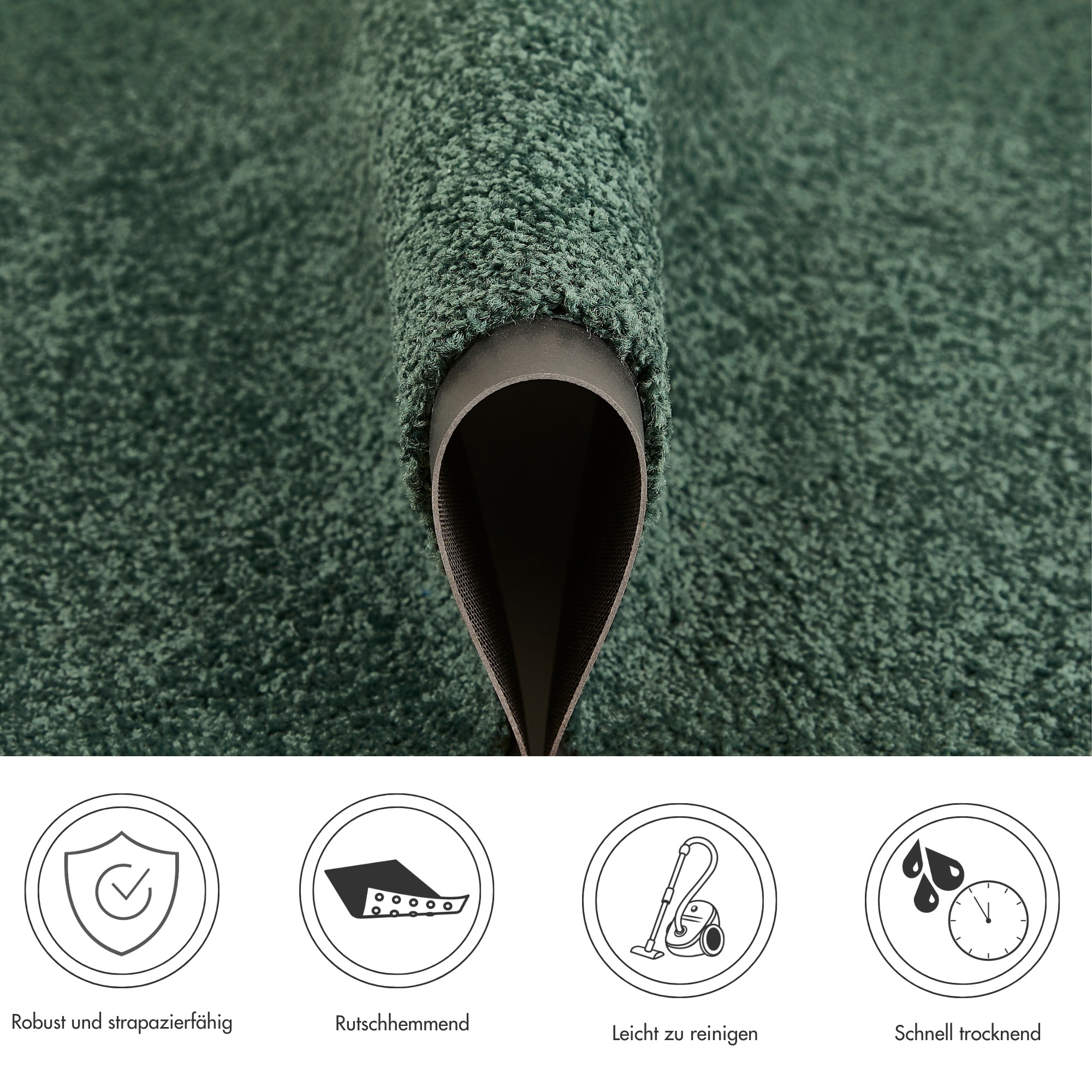my home Fußmatte »Emil, Made in Netherlands«, rechteckig, 6 mm Höhe, Schmutzfangmatte, Uni Farben, rutschhemmend, waschbar (Handwäsche)