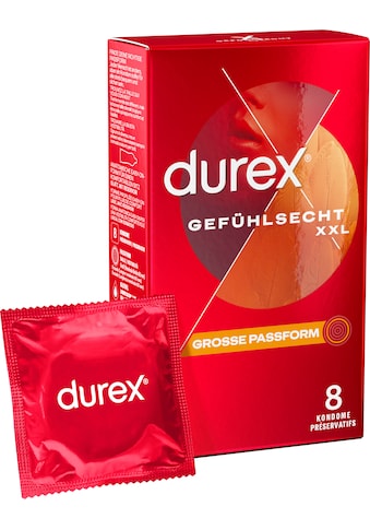durex XXL-Kondome »Gefühlsecht Extra Groß«, (Packung, 8 St.), Dünn für ein intensives... kaufen