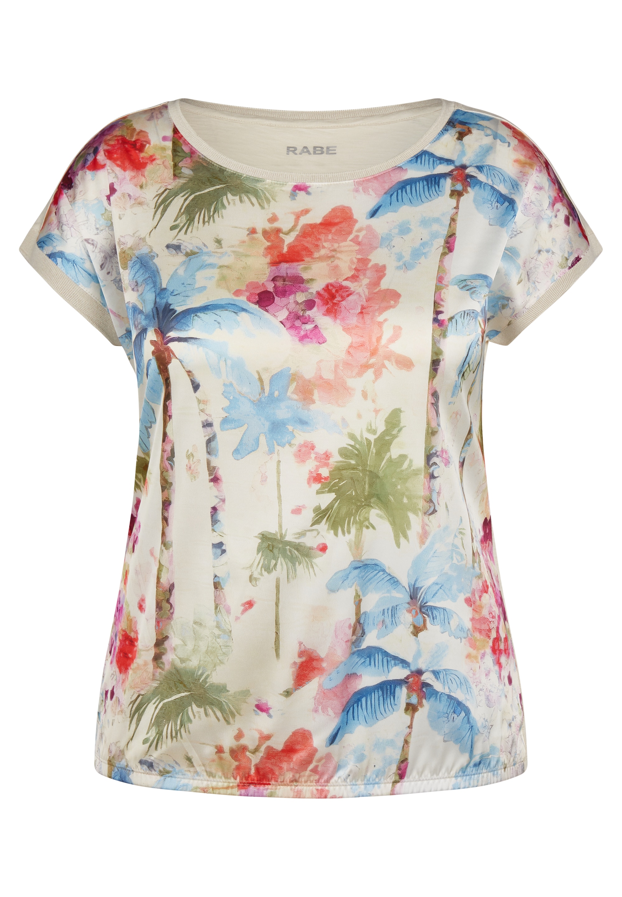 Rabe Print-Shirt, mit floralem Muster vorn, hinten unifarben