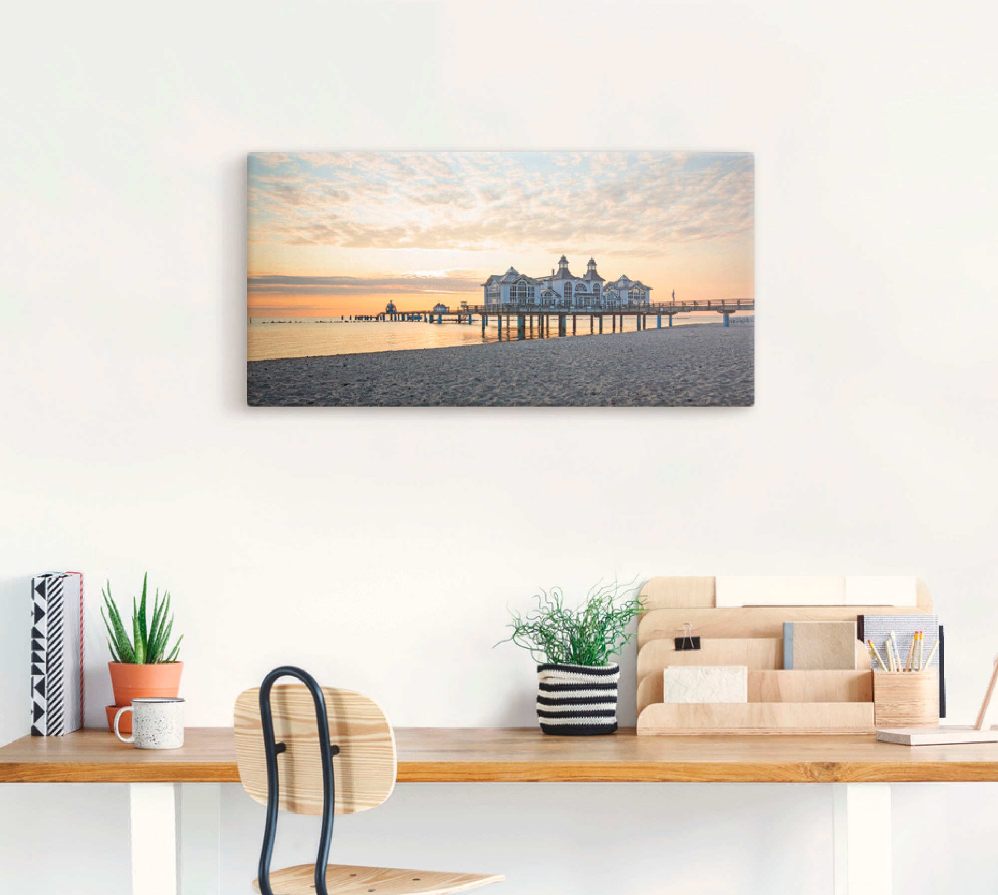 Artland Wandbild »Seebrücke Sellin bei Sonnenaufgang«, Strand, (1 St.), als Leinwandbild, Poster, Wandaufkleber in verschied. Größen