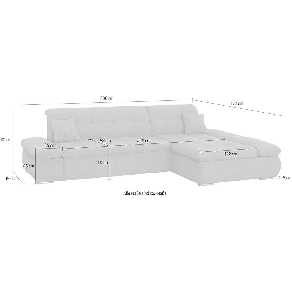 DOMO collection Ecksofa »Moric Schlafsofa B/T/H 300/172/80 cm, viele Bezugsarten, auch in Cord«