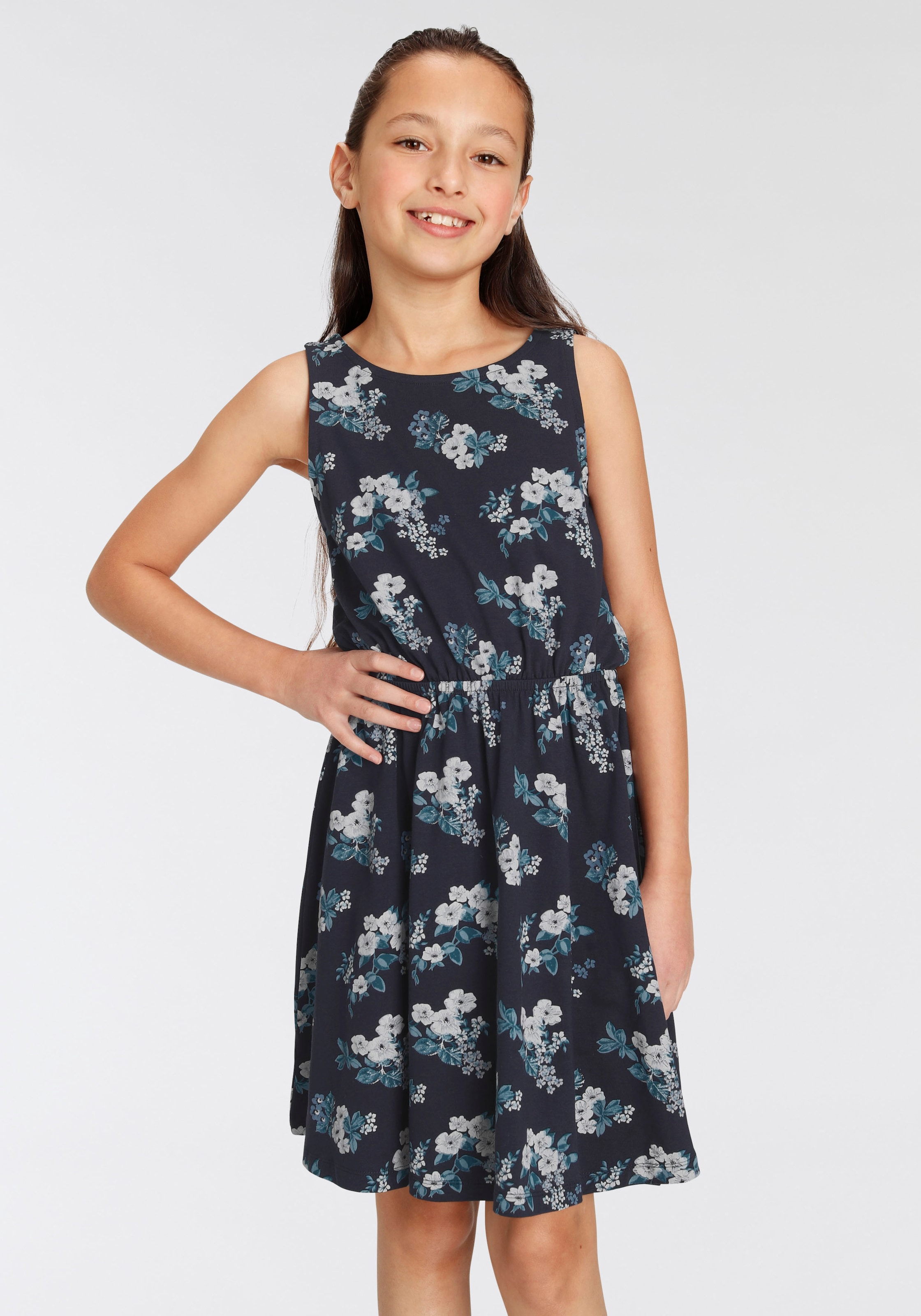 KIDSWORLD Jerseykleid »- Skaterkleid mit Blumen bedruckt«, festliche Anlässe, kniefreie Länge, modisch, aus Jerseystoff