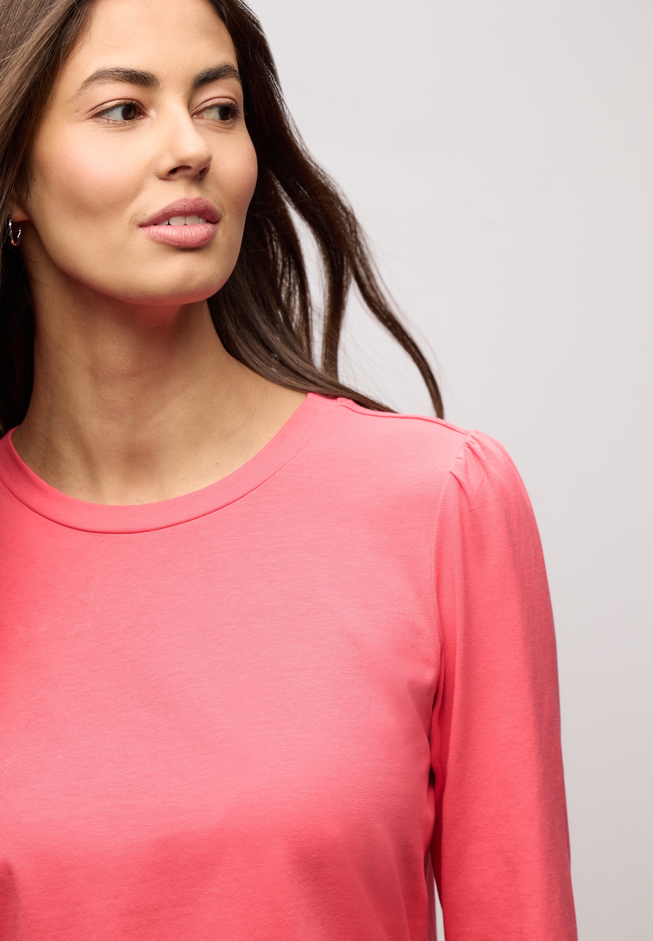 STREET ONE Langarmshirt mit Raffung an der Schulter