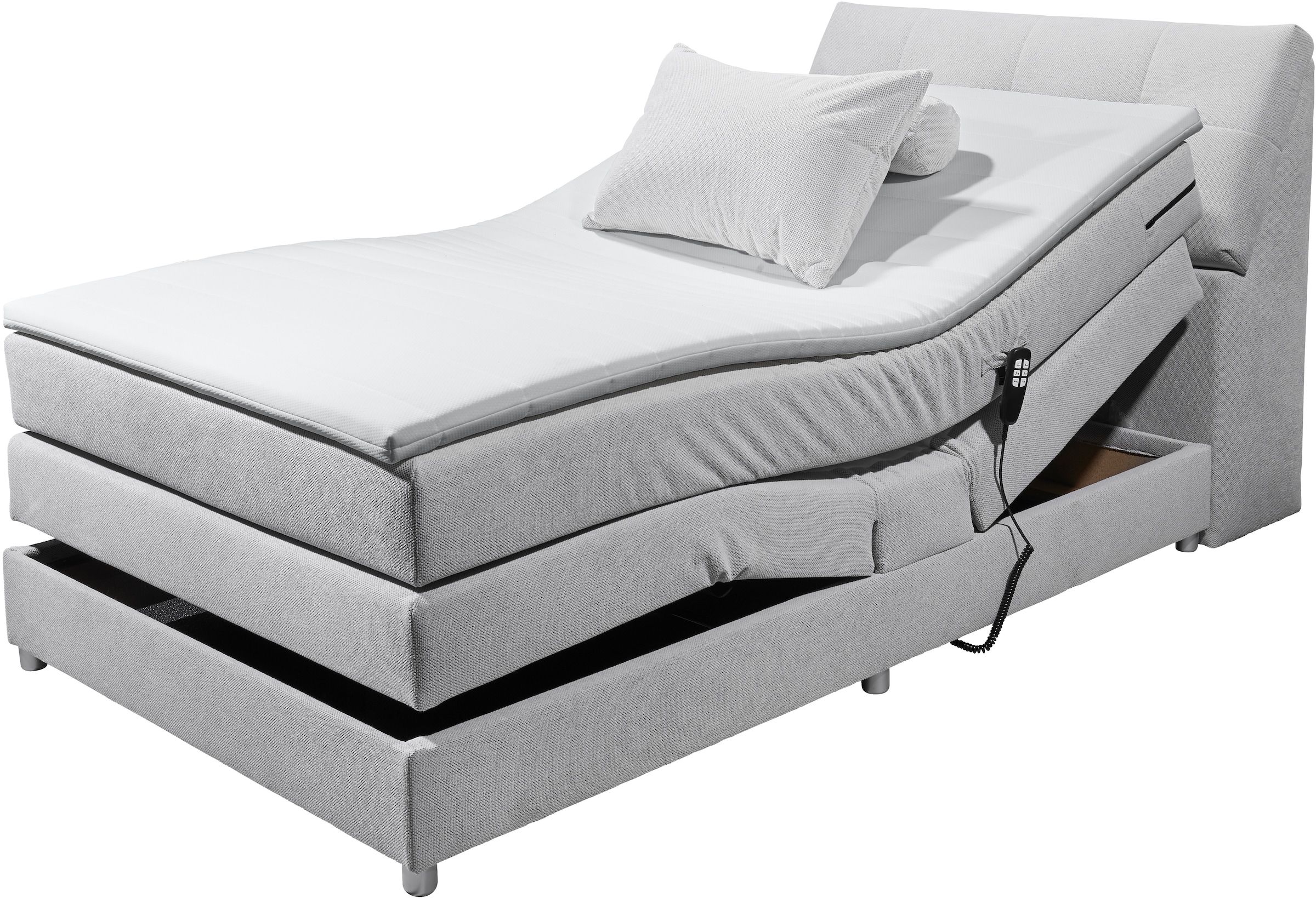 ED EXCITING DESIGN Boxspringbett »Toulouse« inkl. Motor, inkl. Stauraum im Kopfteil