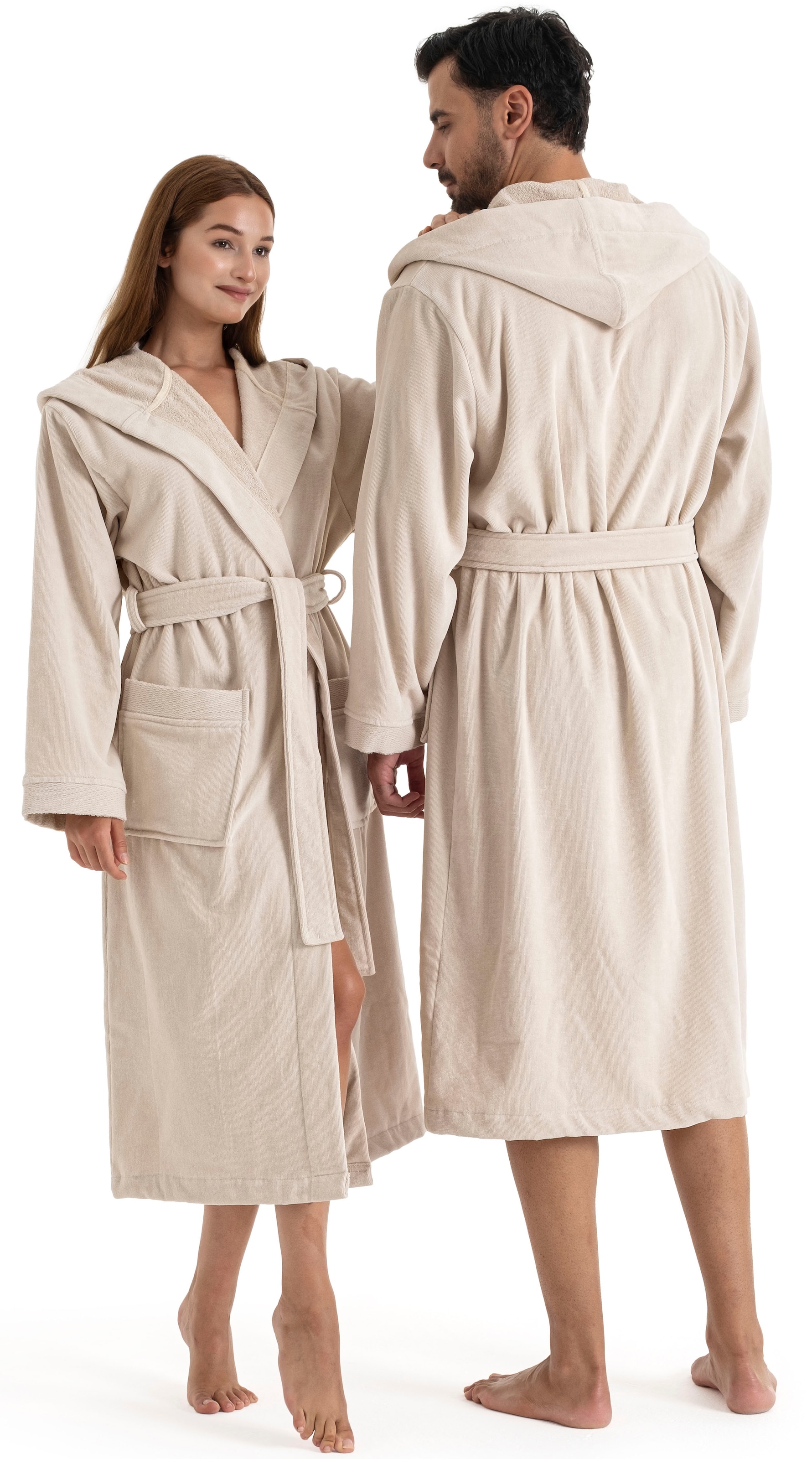 OTTO home Unisex-Bademantel »Fenya, 330 g/m², ideal für Sauna & Spa, Hotelbademantel, Morgenmantel«, (1 St.), Reißverschlusstaschen, weich mit GRATIS-Zugabe: 1x Duschtuch 70x140 cm
