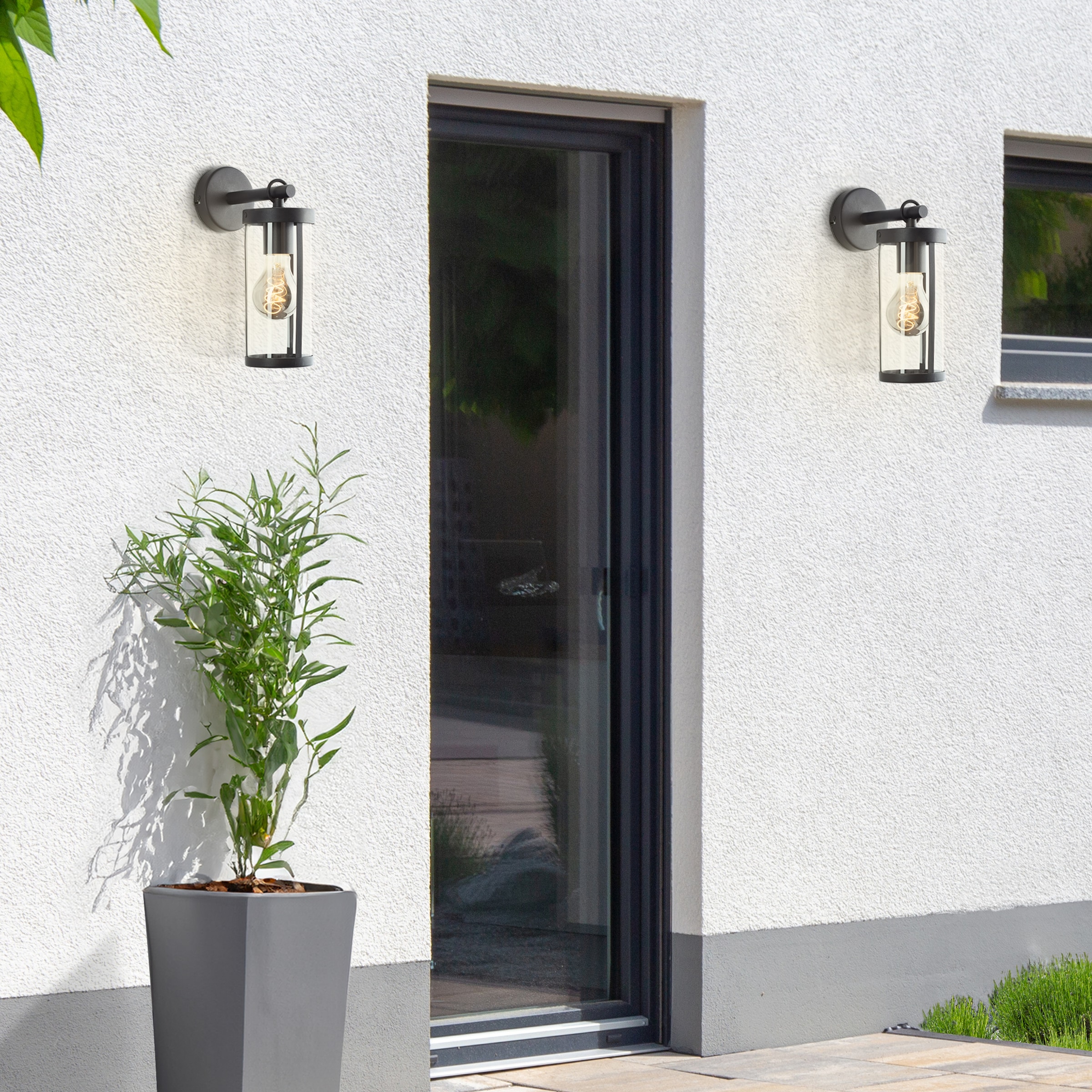 Brilliant Außen-Wandleuchte »Sidney« E27 1 Stk. Außenwandleuchte, 30 cm, E27, Metall/Glas, schwarz/transparent