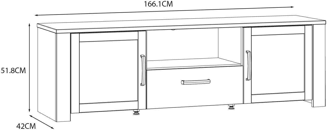 FORTE TV-Board »Bohol TV-Schrank, Stauraum, 2 farbiges Dekor, landhaus« B/H/T 166,1/51,8/42cm, 2 Türen, 1 SK