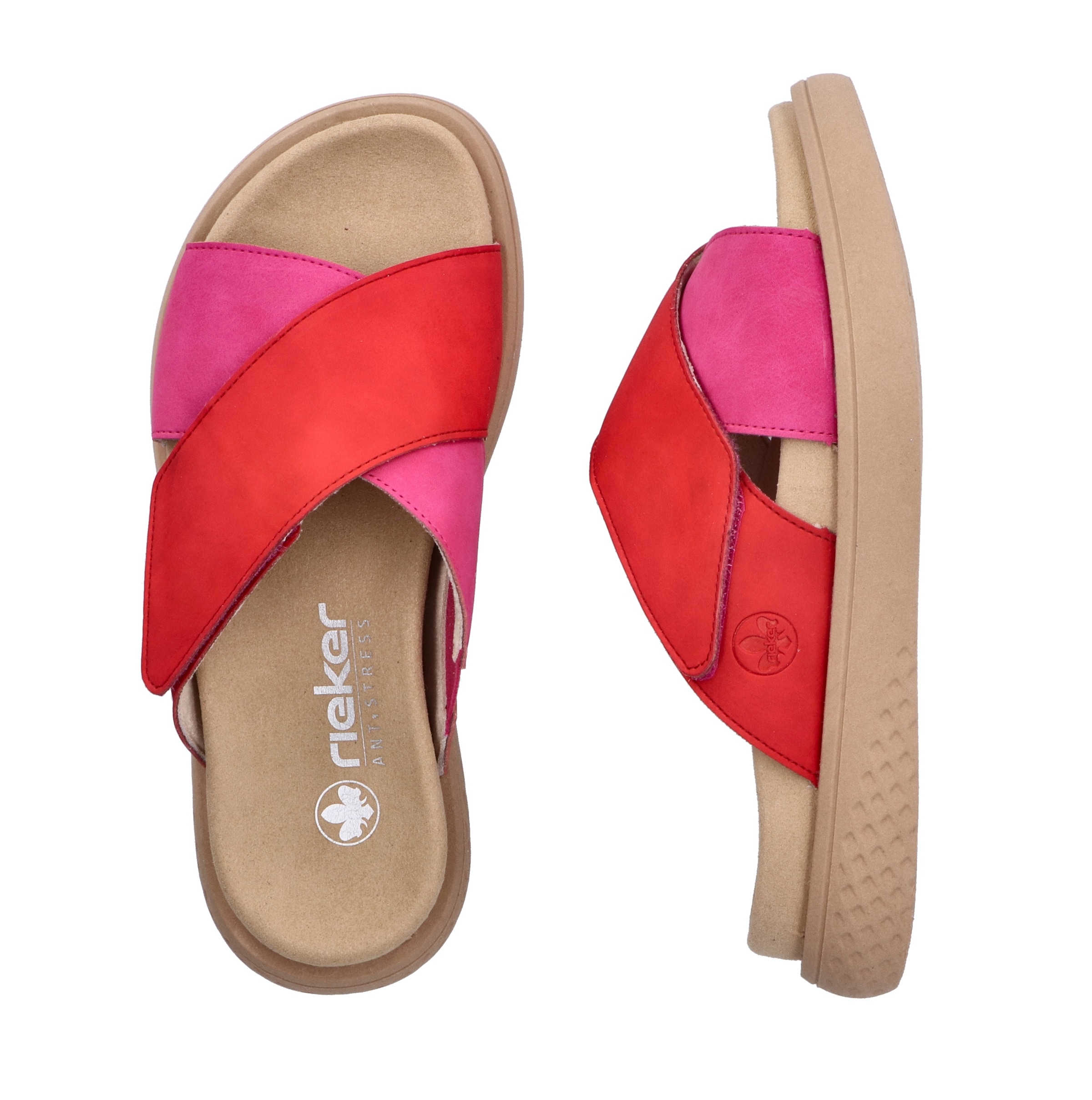 Rieker Pantolette, Sommerschuh, Strandschuh, Hausschuh, Schlappen mit bequemem Fußbett