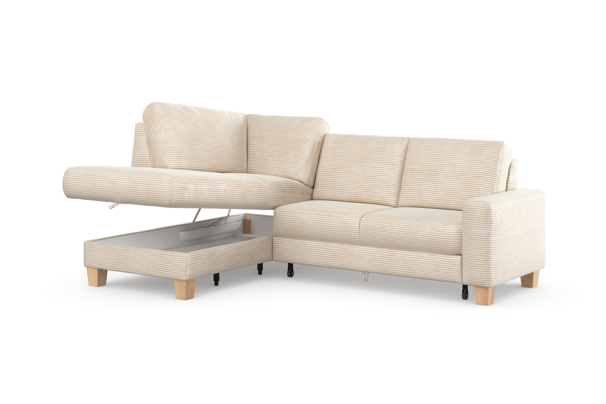 Home affaire Ecksofa »Summer L-Form«, mit Ottomane, wahlweise mit Bettfunktion und Bettkasten, Cord-Bezug