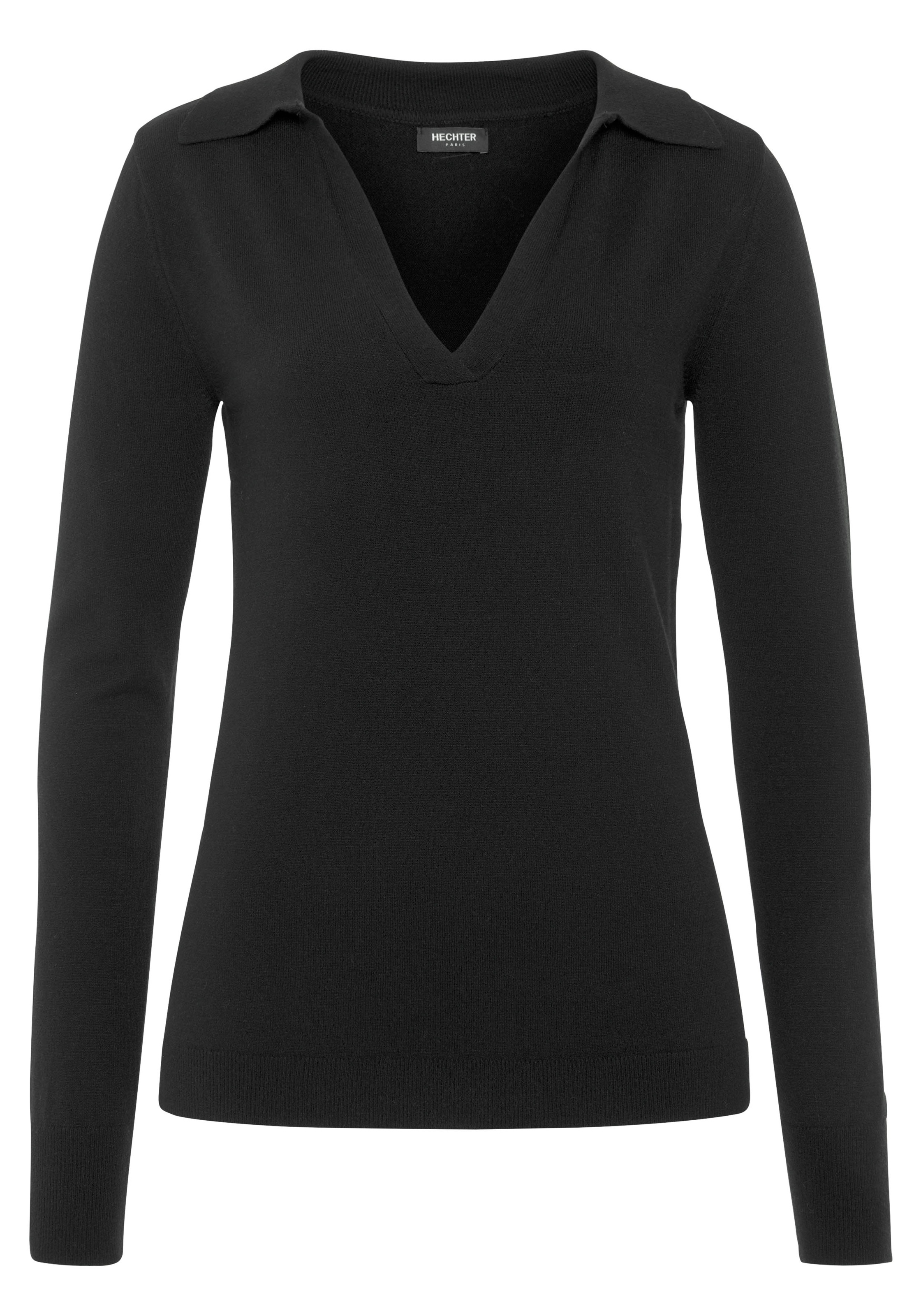 HECHTER PARIS Polokragenpullover, mit elegantem V-Ausschnitt