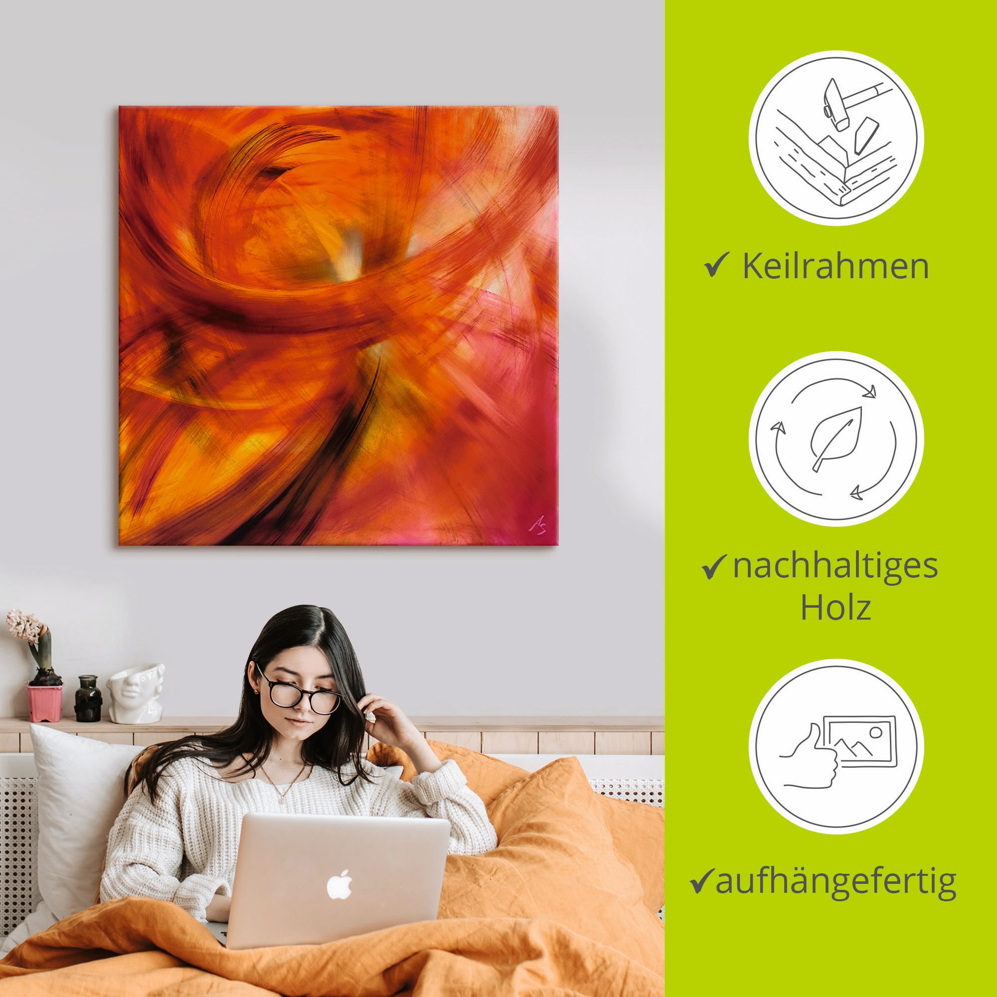 Artland Wandbild »Roter Lichtertanz«, Gegenstandslos, (1 St.), als Alubild, Outdoorbild, Leinwandbild in verschied. Größen
