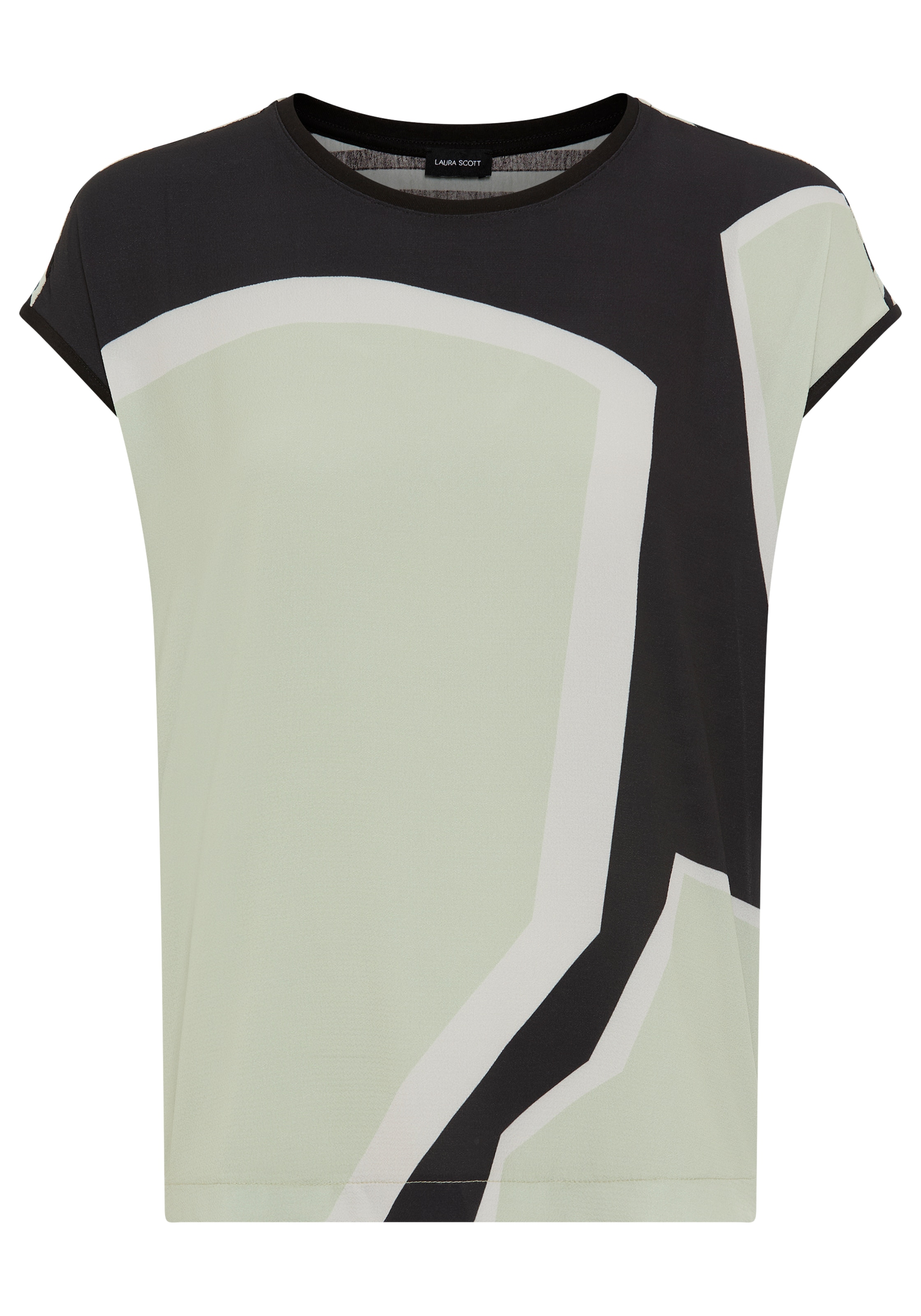 Laura Scott Shirtbluse Materialmix, hinten gestreifter Jersey vorne gemusterter Bluseneinsatz