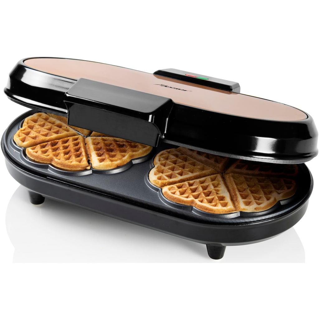 bestron Waffeleisen »ADWM730CO«, 1200 W, für klassische Herzwaffeln, mit Backampel & Antihaftbeschichtung