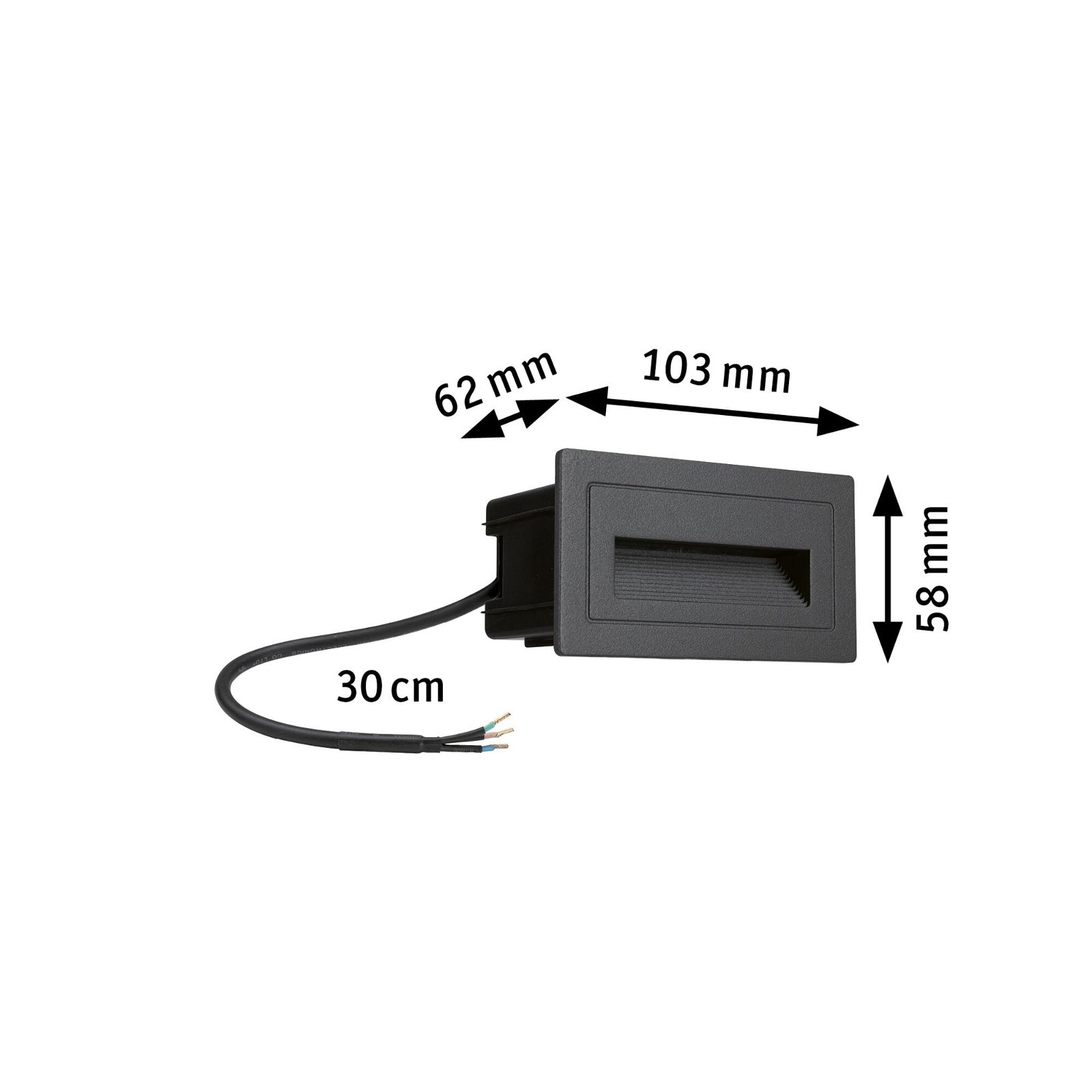 Paulmann LED Außen-Wandleuchte »LongIP44 eckig 103x58mm 3000K 4W 30lm 230V Schwarz Aluminium«, 1 flammig