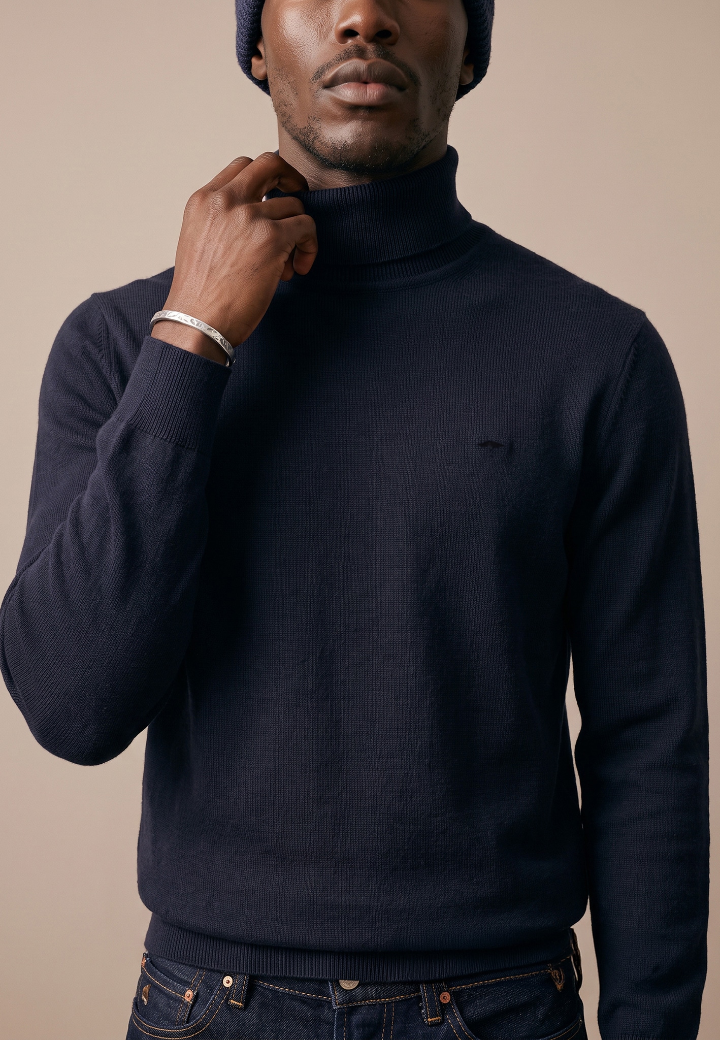FYNCH-HATTON Rollkragenpullover mit Logostickerei