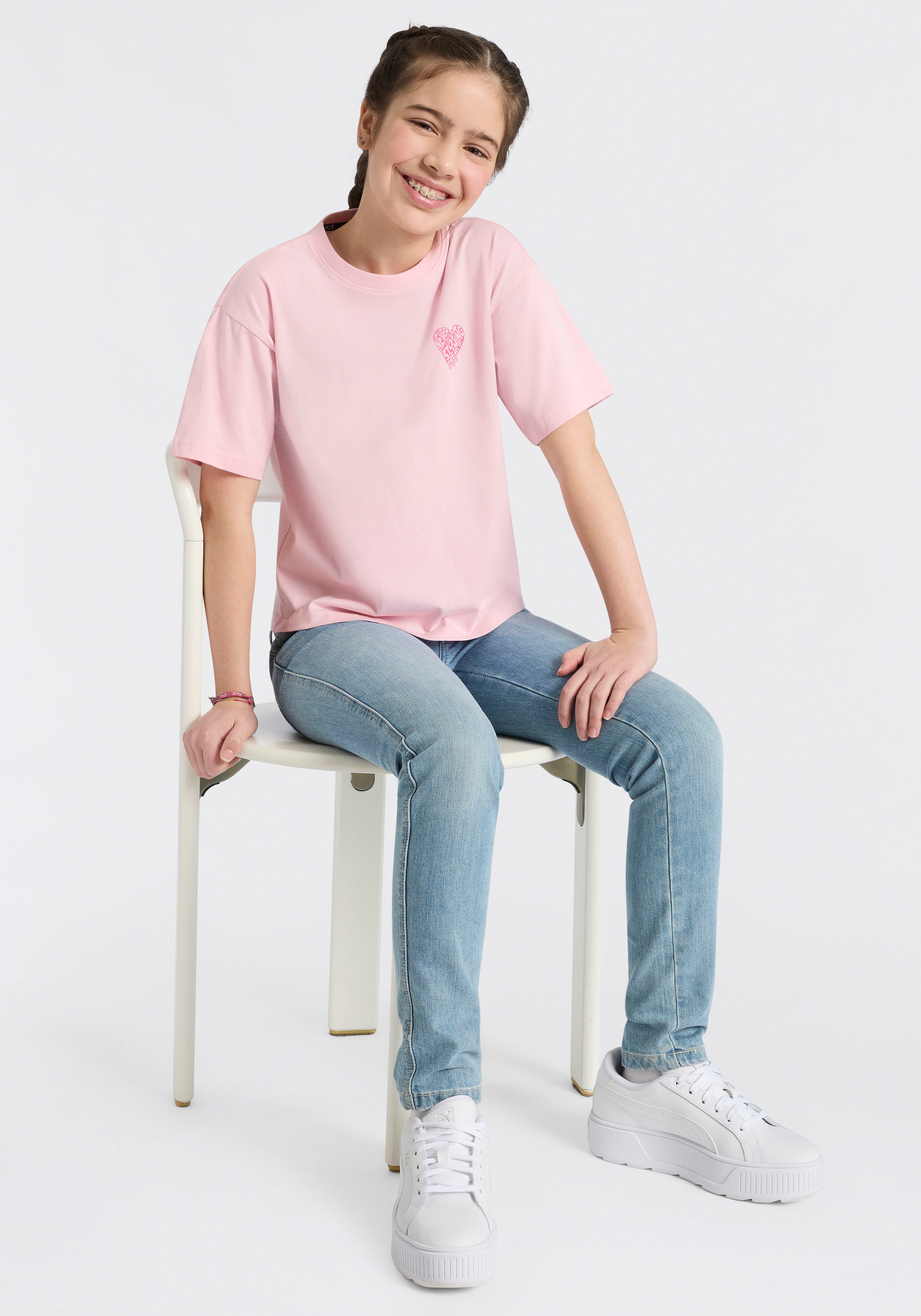 H.I.S T-Shirt »2er Pack H.I.S Shirts mit Rückenprint für Mädchen« Packung, 2, 2 tlg. für Mädchen, lässige Passform, kurze Ärmel, mit Logodruck