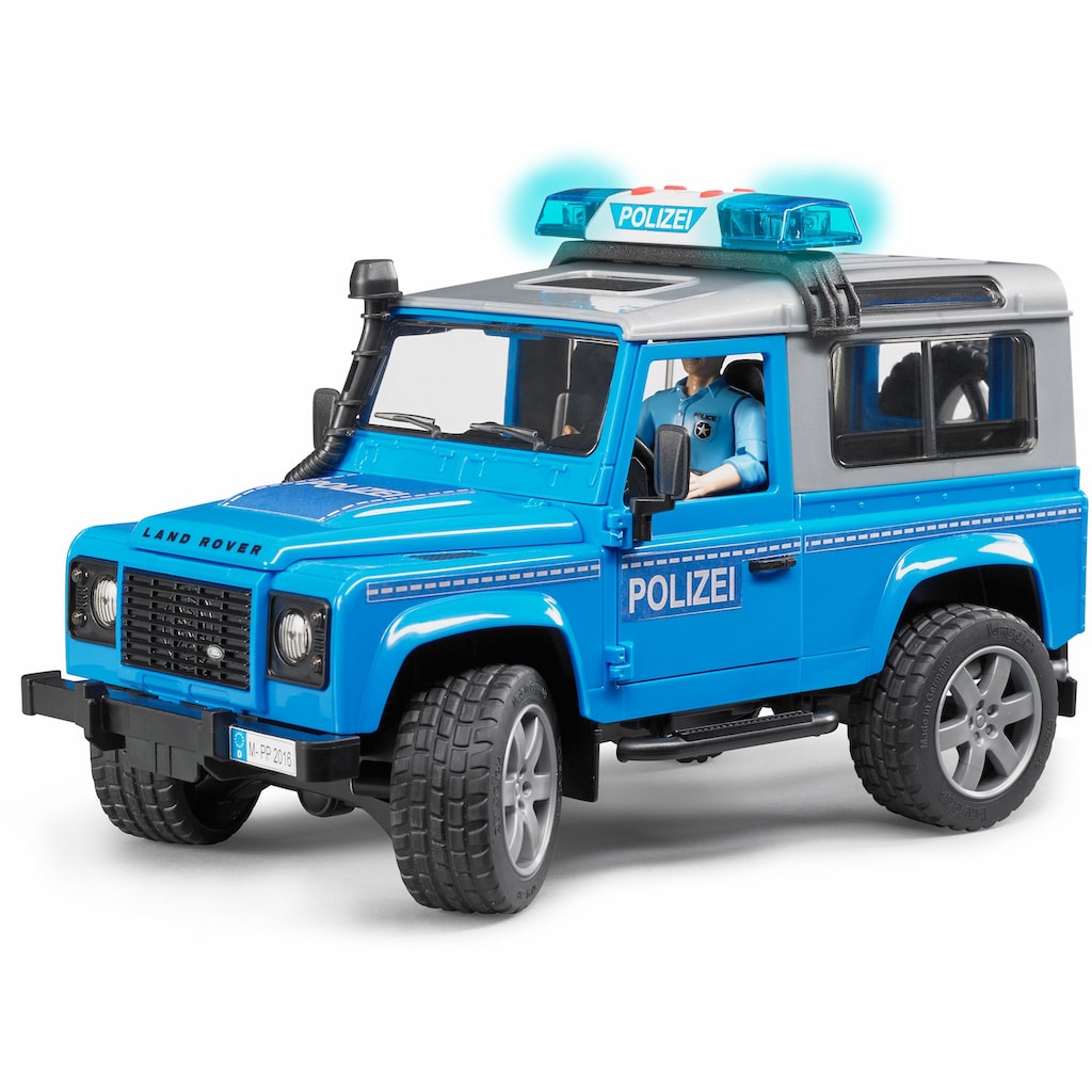 Bruder® Spielzeug-Polizei »Land Rover Defender St. Wagon Polizeifahrzeug, 1:16, blau«