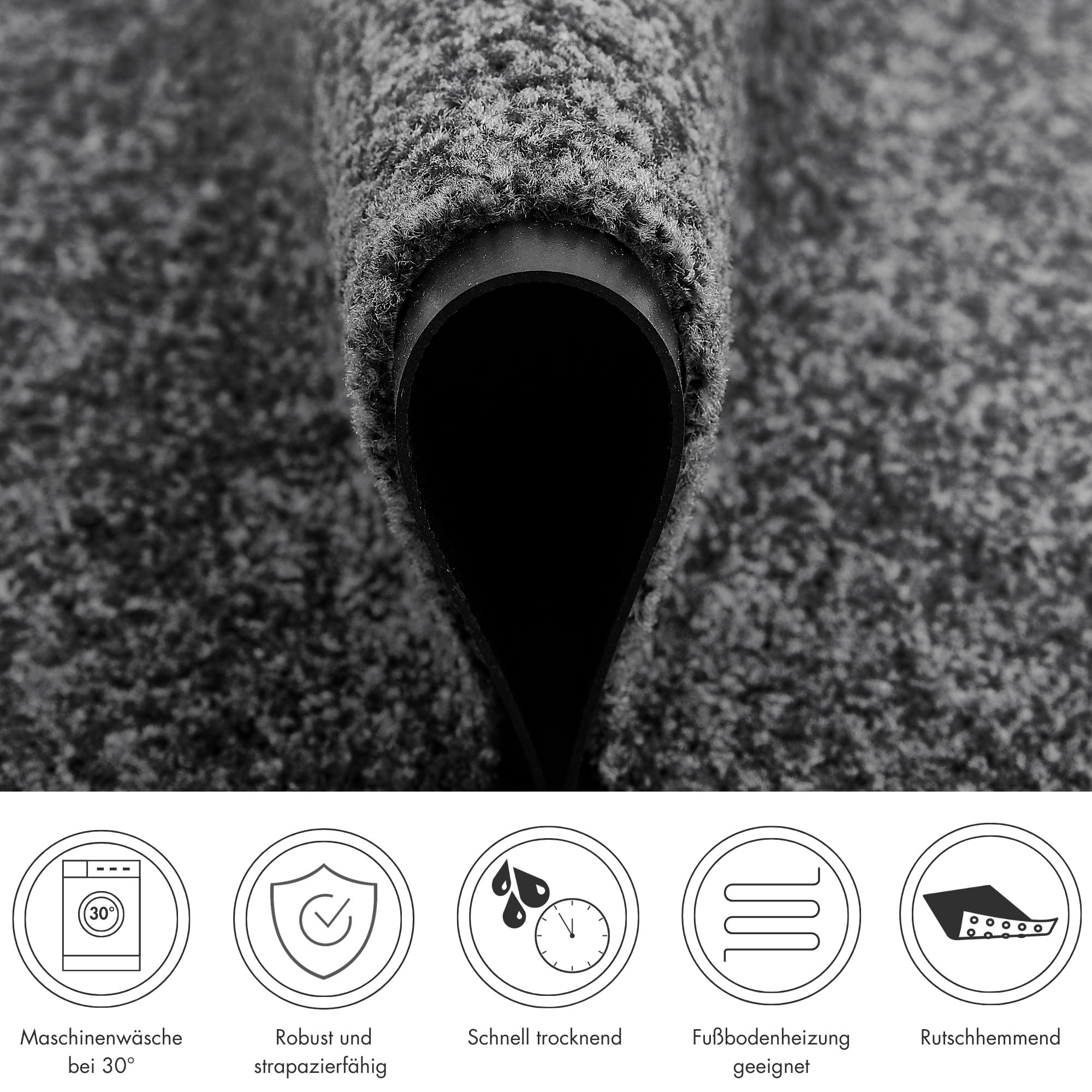 my home Fußmatte »Fresh Step, Made in Belgium«, rechteckig, 9 mm Höhe, für den Eingangsbereich, Uni-Farben, rutschhemmend, robust, waschbar