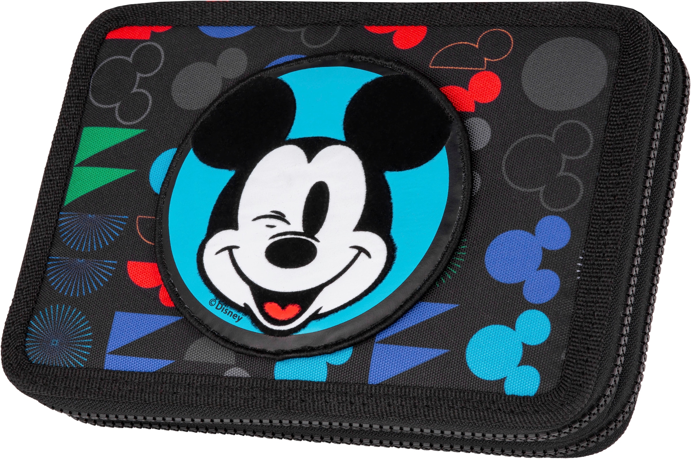 Federmäppchen »Etui XL, Disney, Mickey Mouse, mit 2 Reißverschlüssen«, befüllt